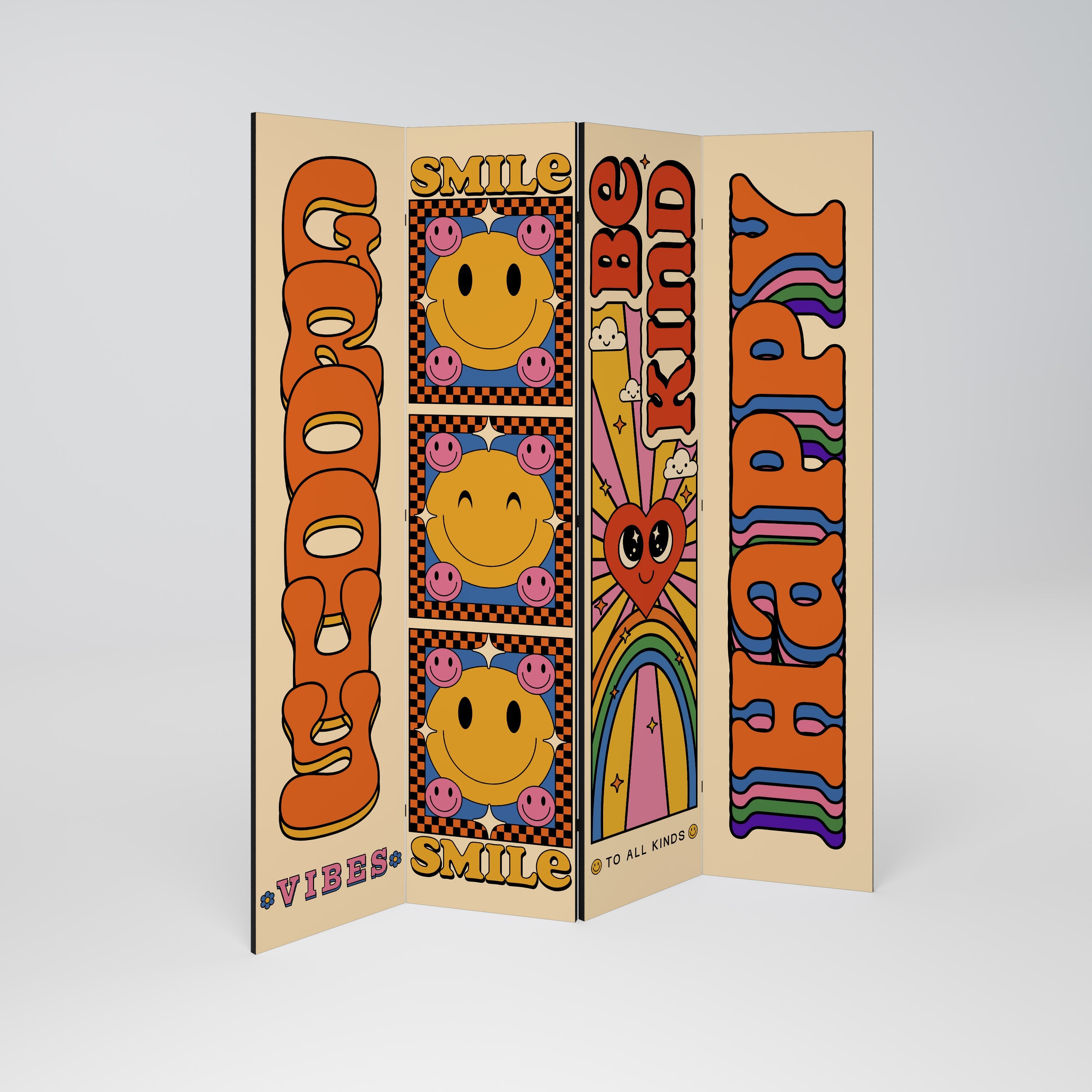 GROOVY POSTERS Decorative 4-Panel Room Divider
