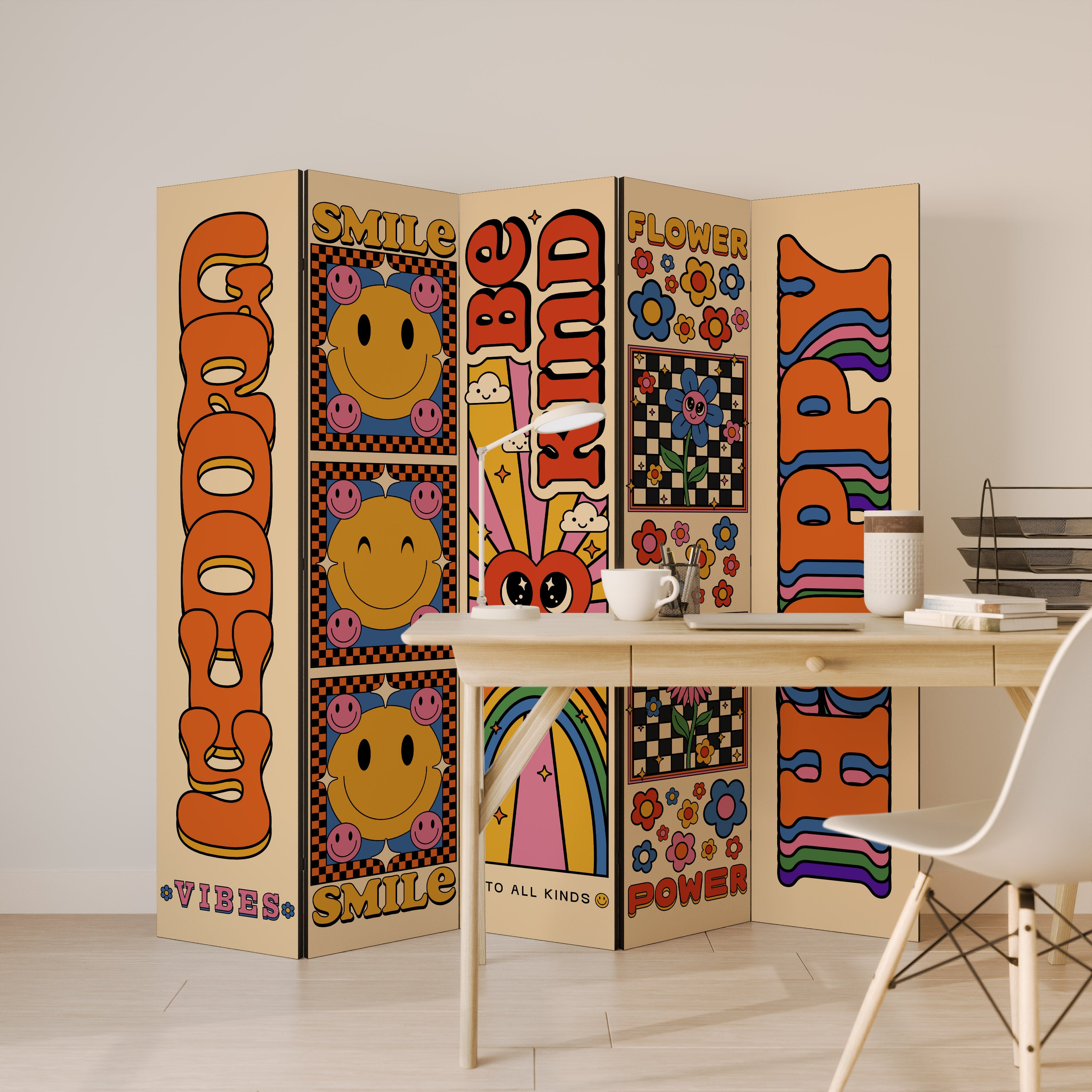 GROOVY POSTERS 5-Panel Room Divider