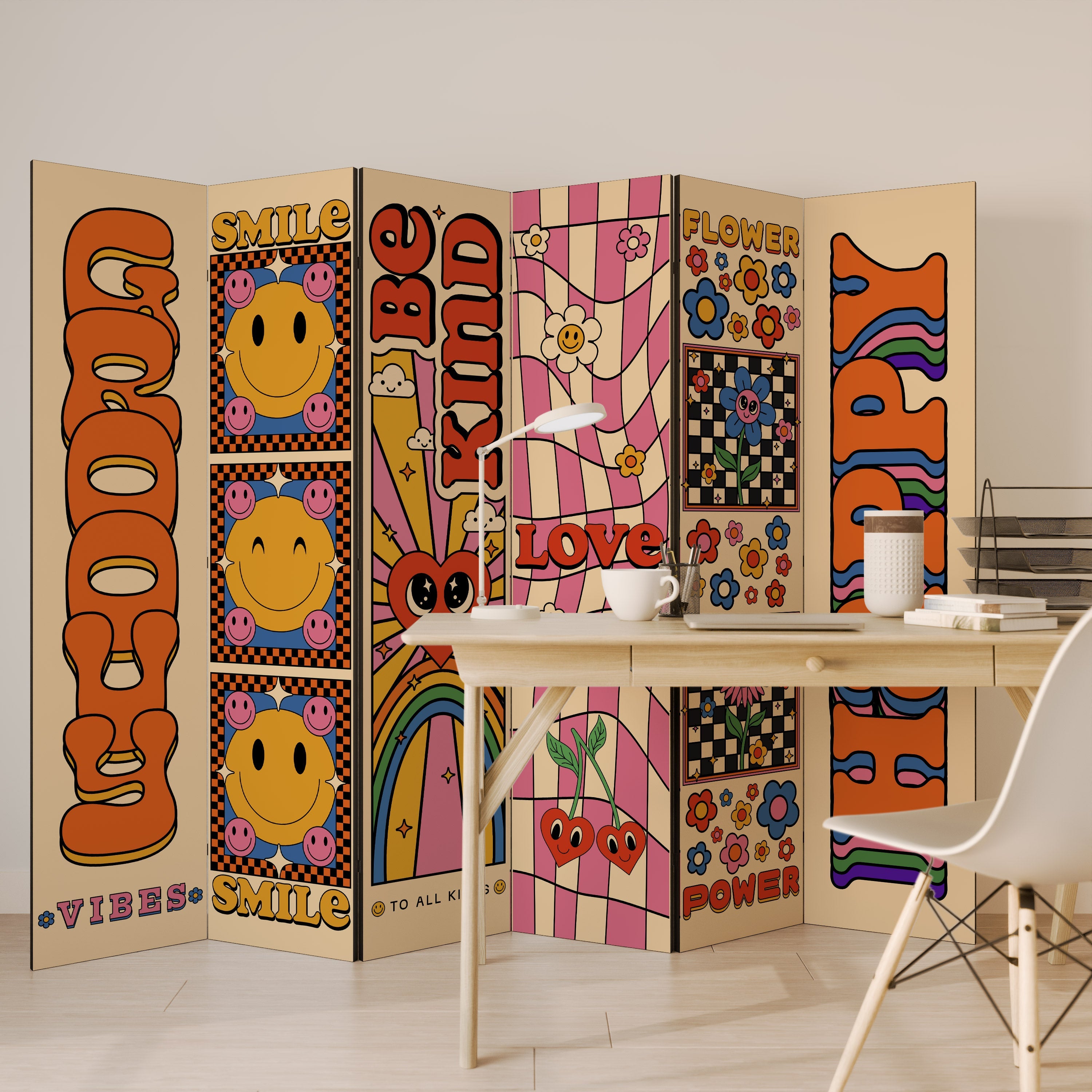GROOVY POSTERS Decorative 6-Panel Room Divider