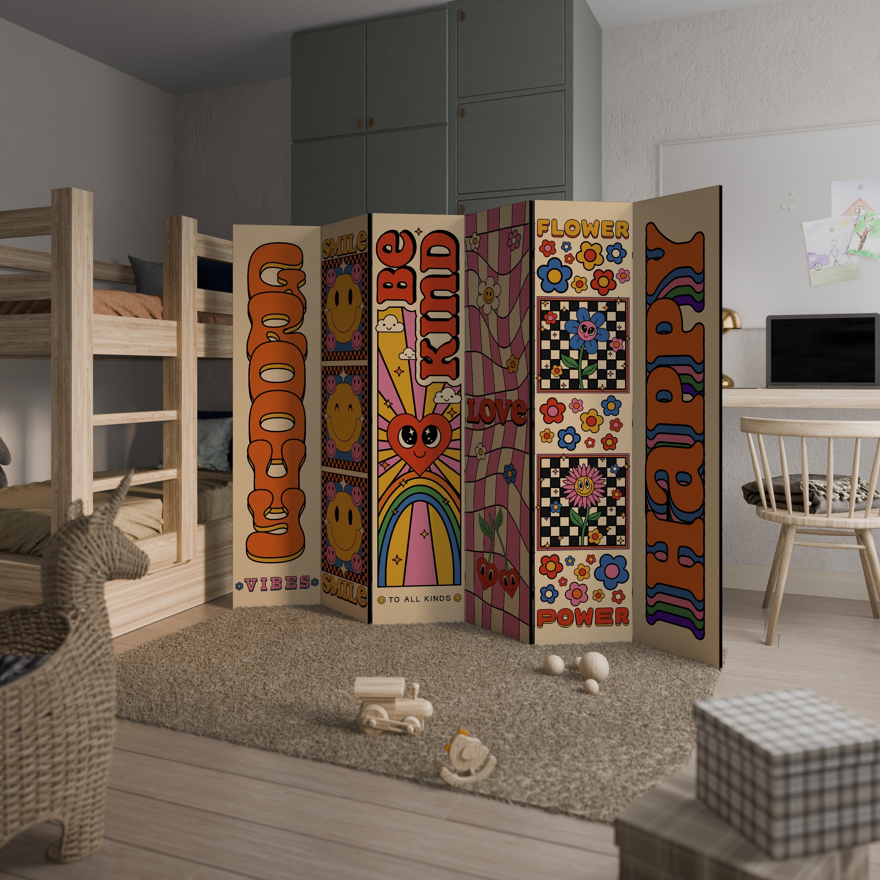 GROOVY POSTERS Decorative 6-Panel Room Divider