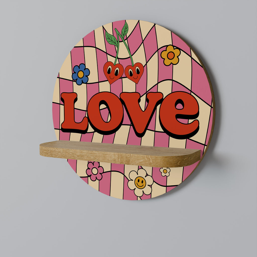 Étagère d'art ronde ROCKING LOVE effet chêne