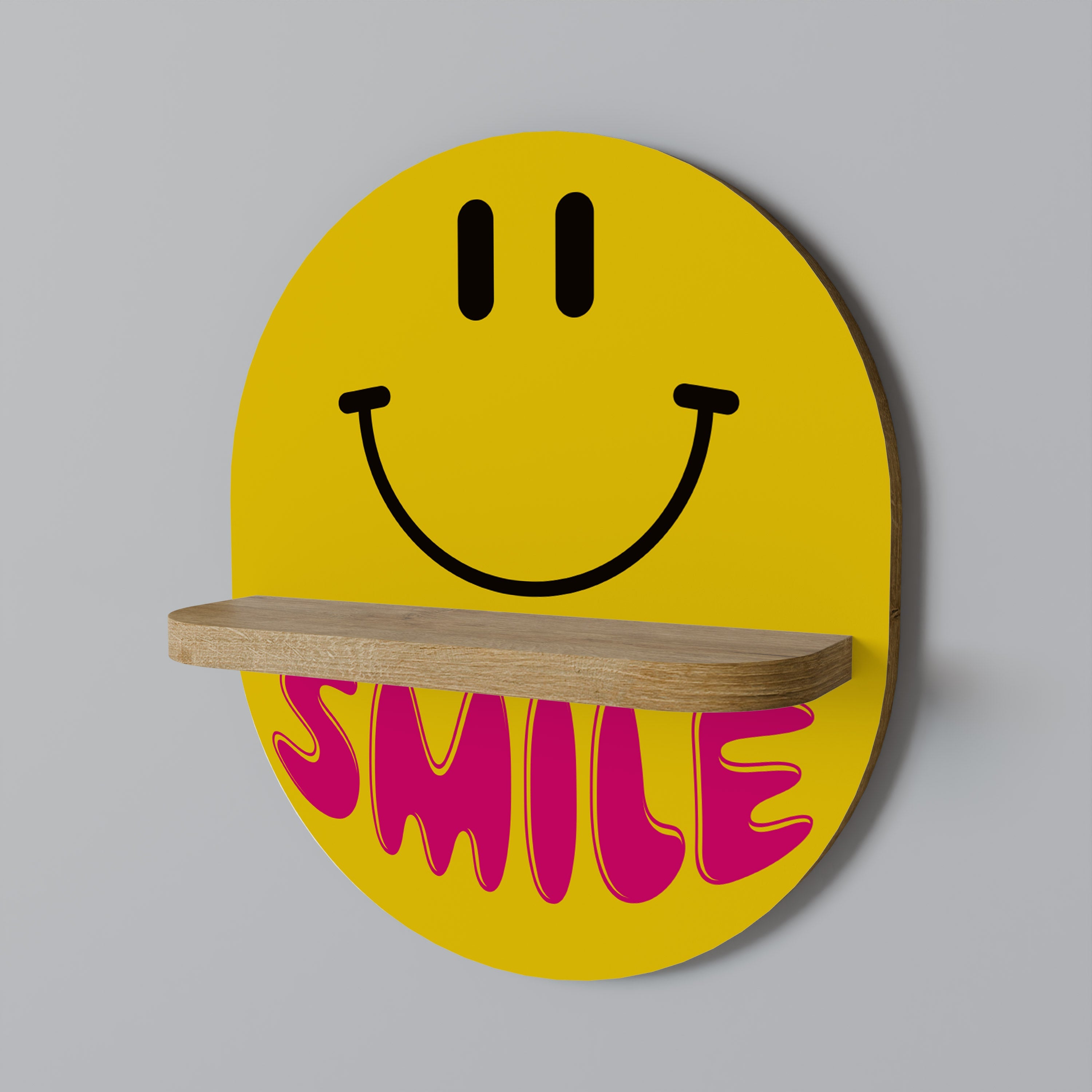 Étagère d'art ovale effet chêne KEEP SMILING