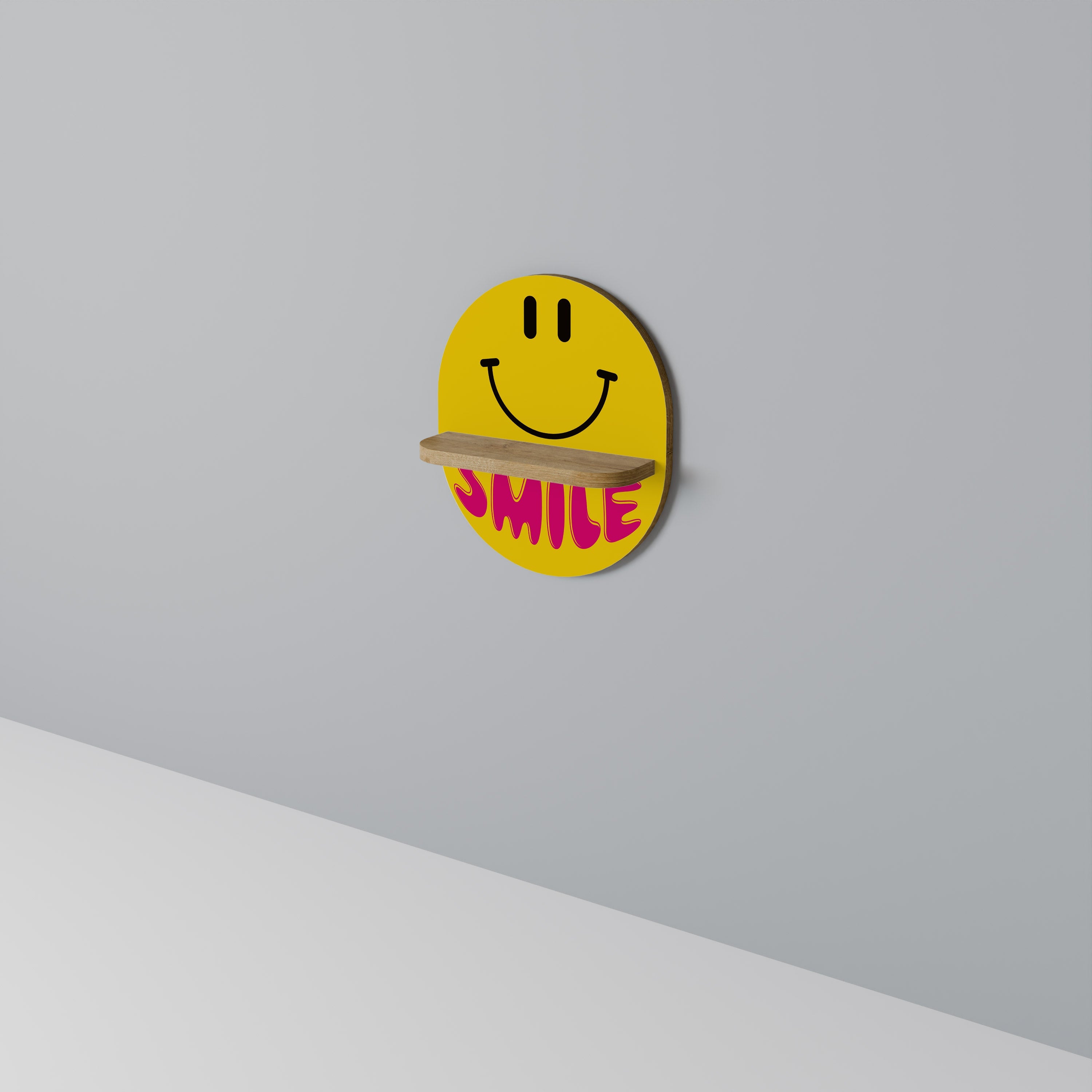 Étagère d'art ovale effet chêne KEEP SMILING