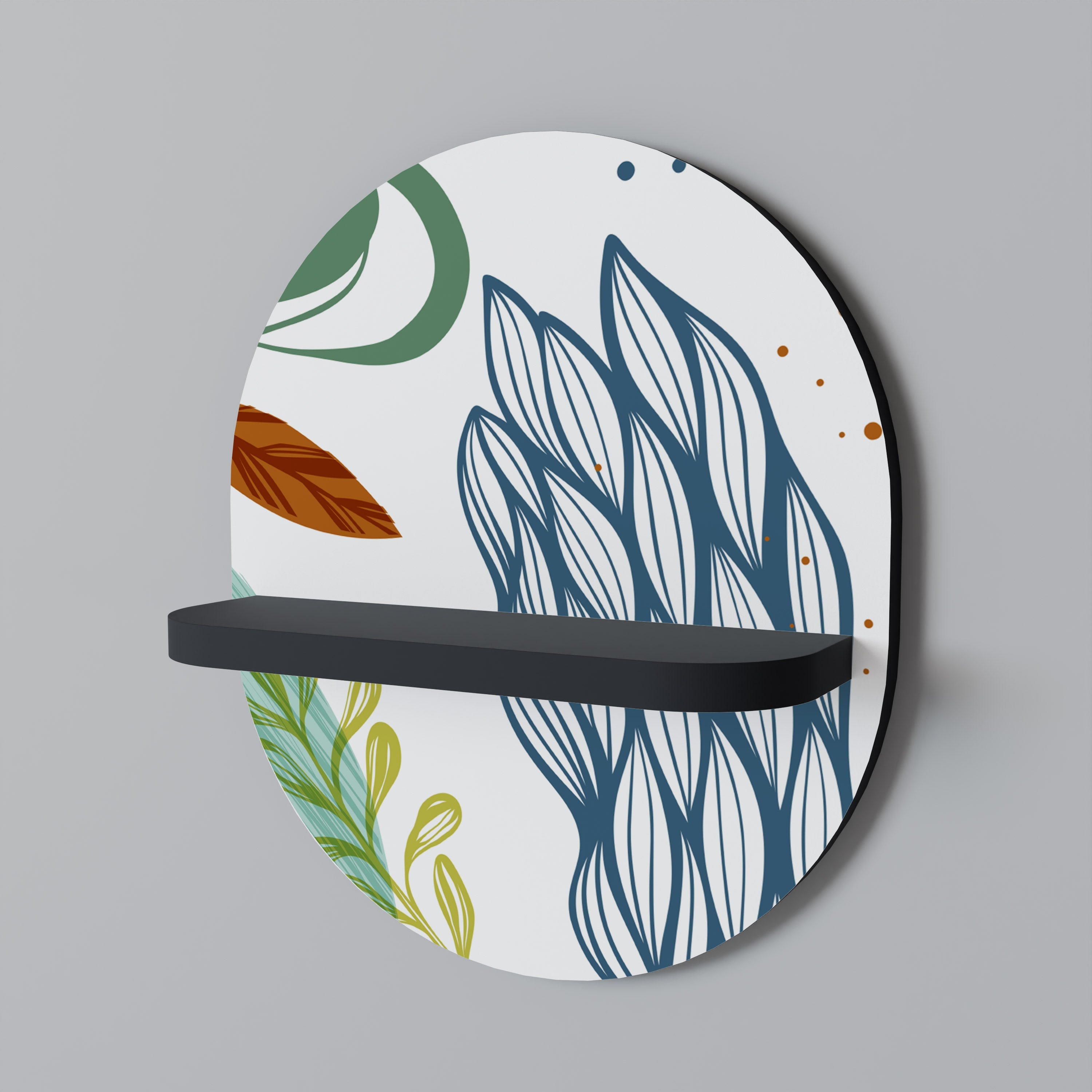 Étagère d'art ovale BOTANICAL HURRICANE en finition noire