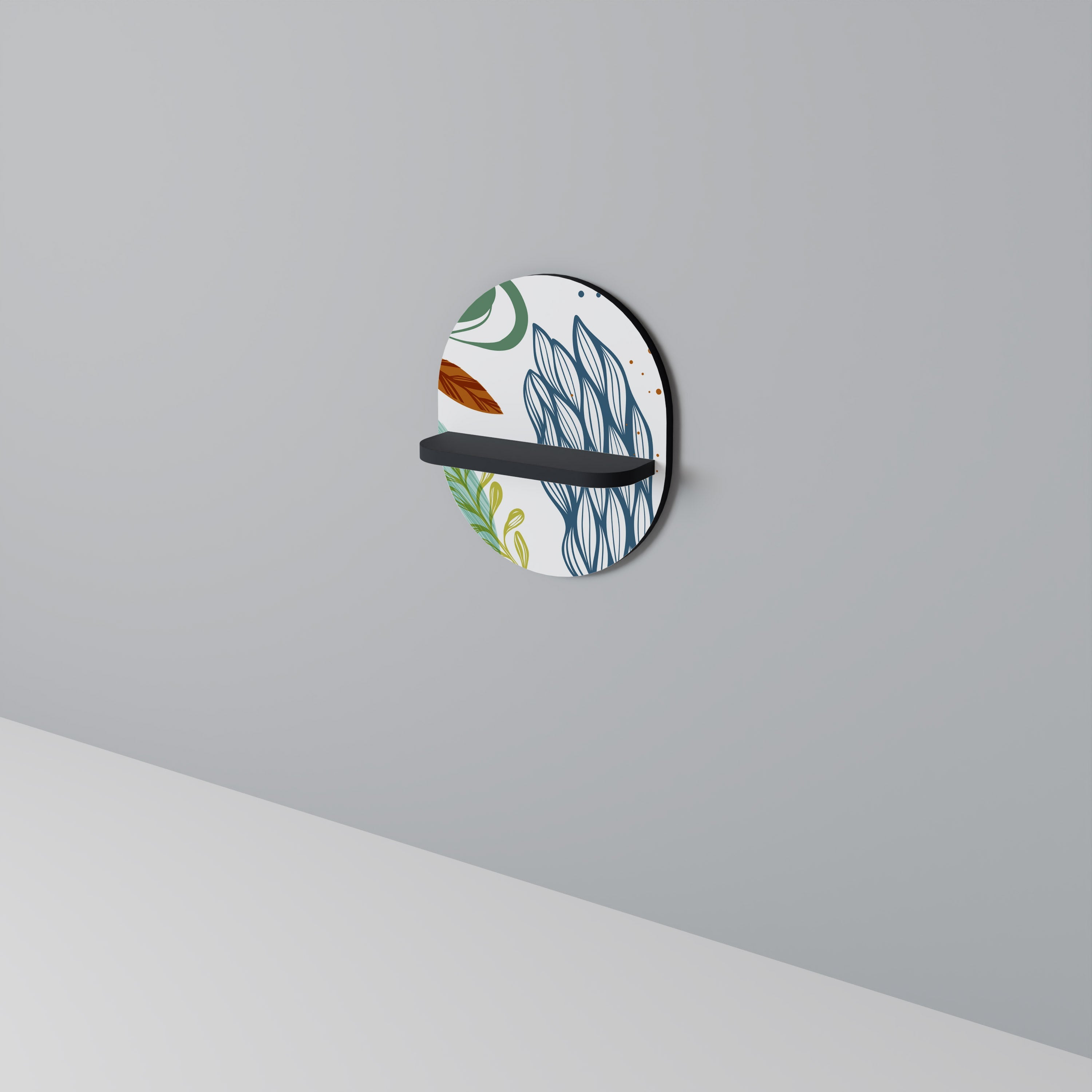 Étagère d'art ovale BOTANICAL HURRICANE en finition noire