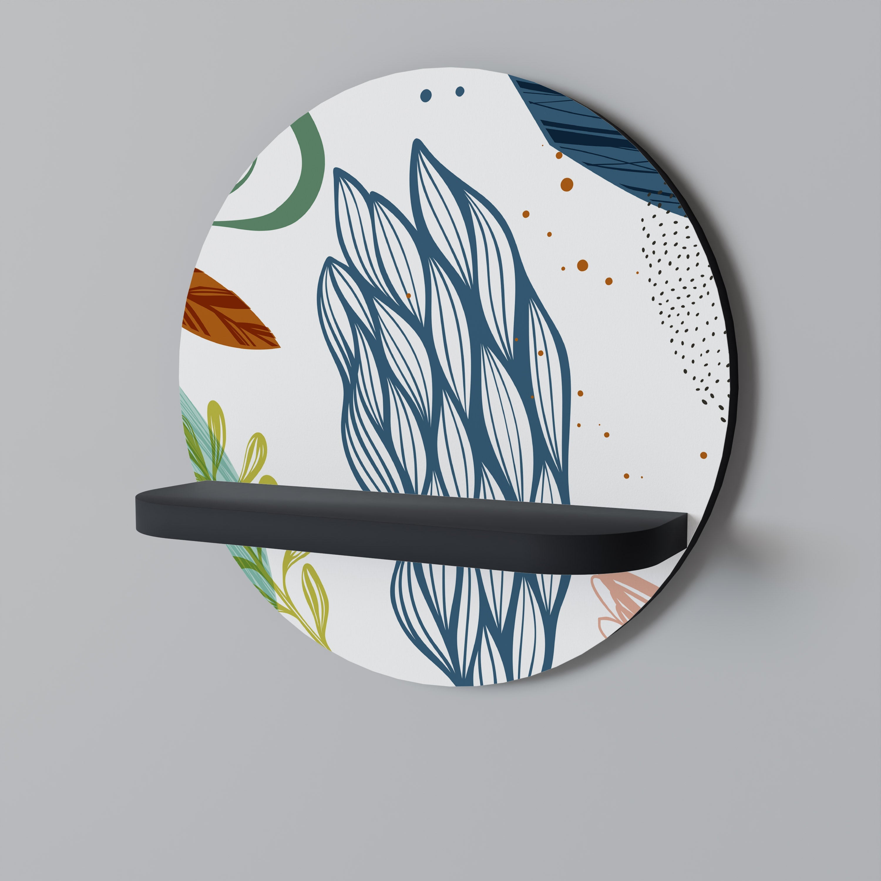 Étagère d'art ronde BOTANICAL HURRICANE en finition noire