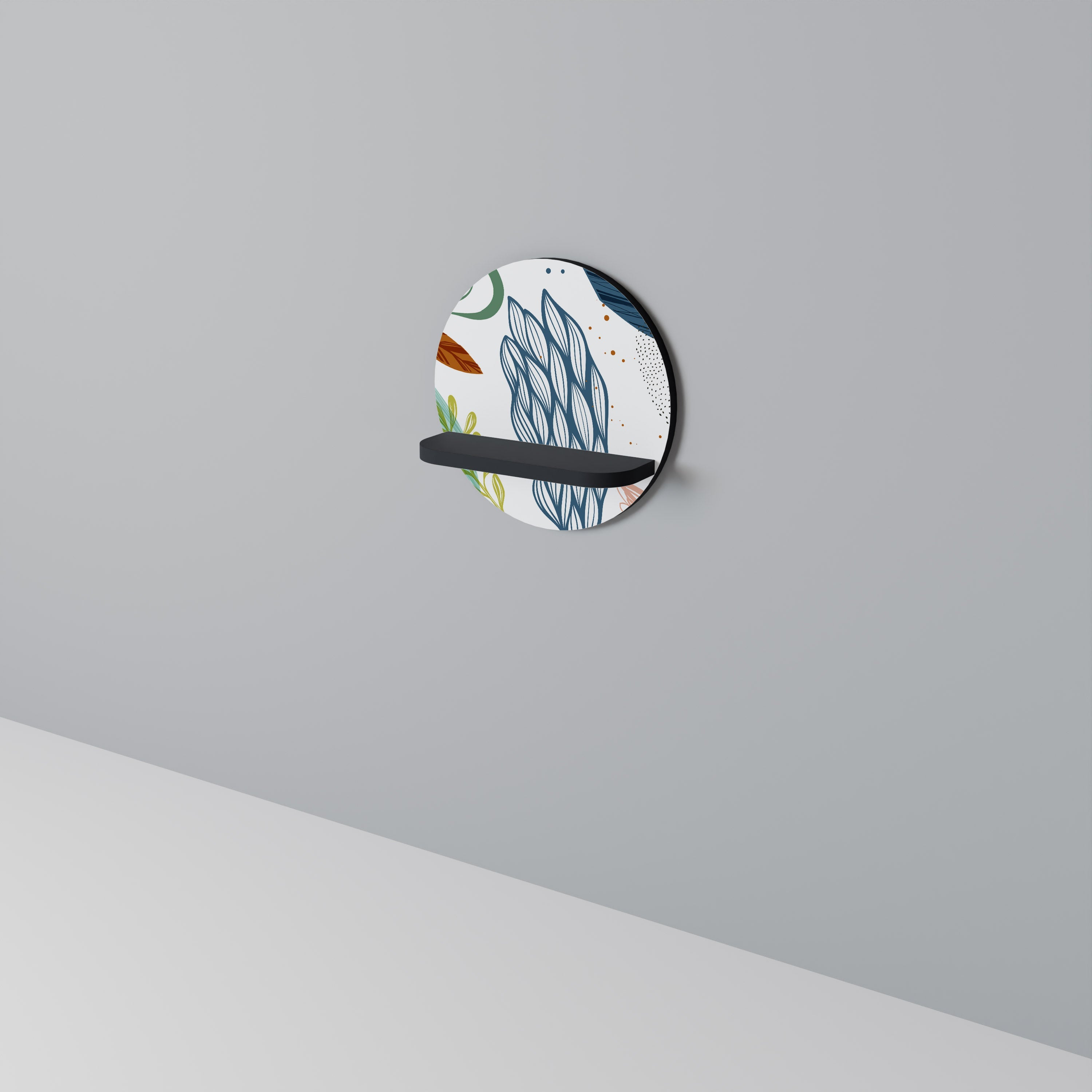 Étagère d'art ronde BOTANICAL HURRICANE en finition noire