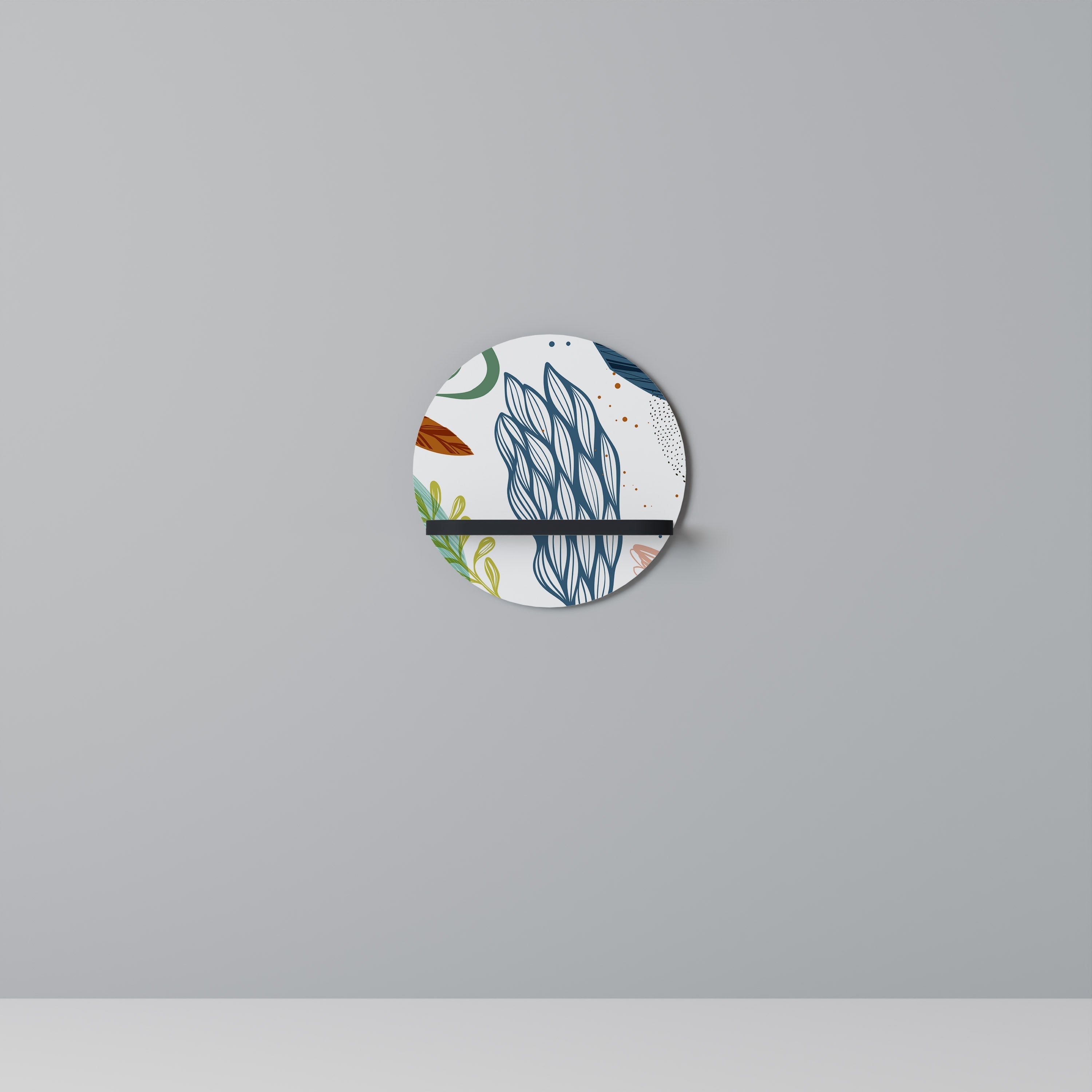 Étagère d'art ronde BOTANICAL HURRICANE en finition noire