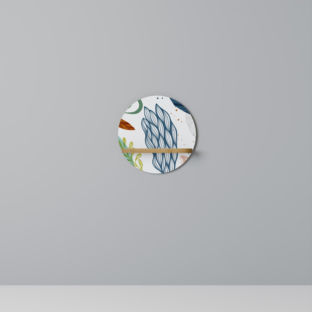 BOTANICAL HURRICANE Round Art Shelf In Oak Effect