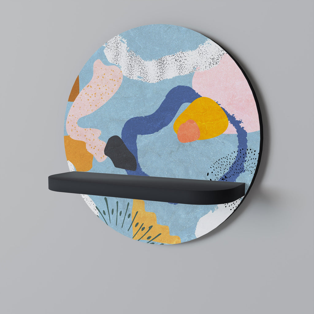 Étagère d'art ronde DREAMY SWIRLS en finition noire