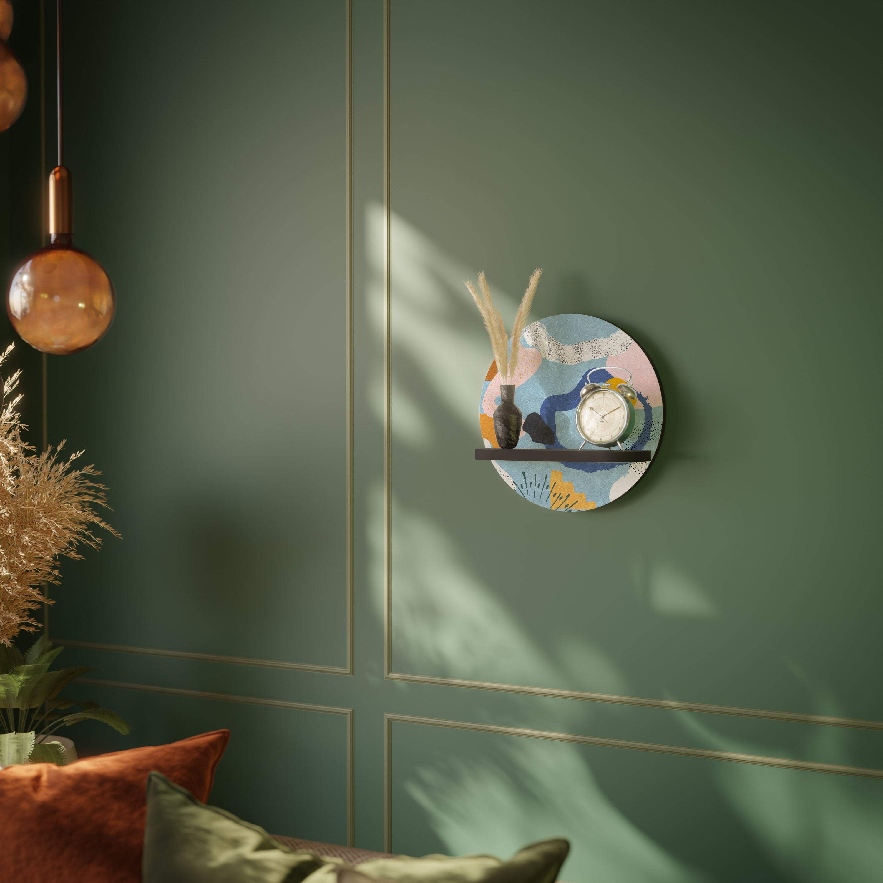 Étagère d'art ronde DREAMY SWIRLS en finition noire