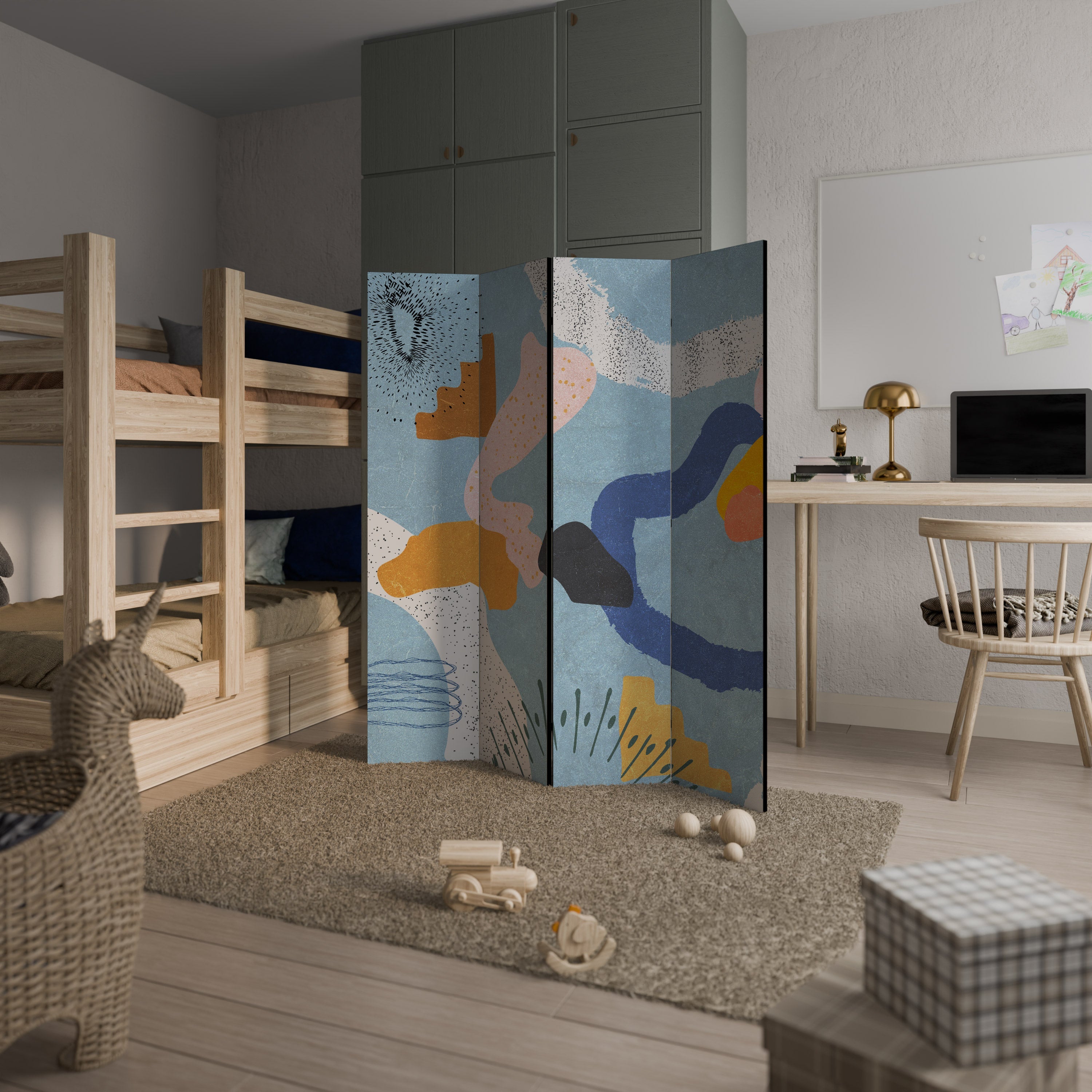 DREAMY SWIRLS Decorative 4-Panel Room Divider