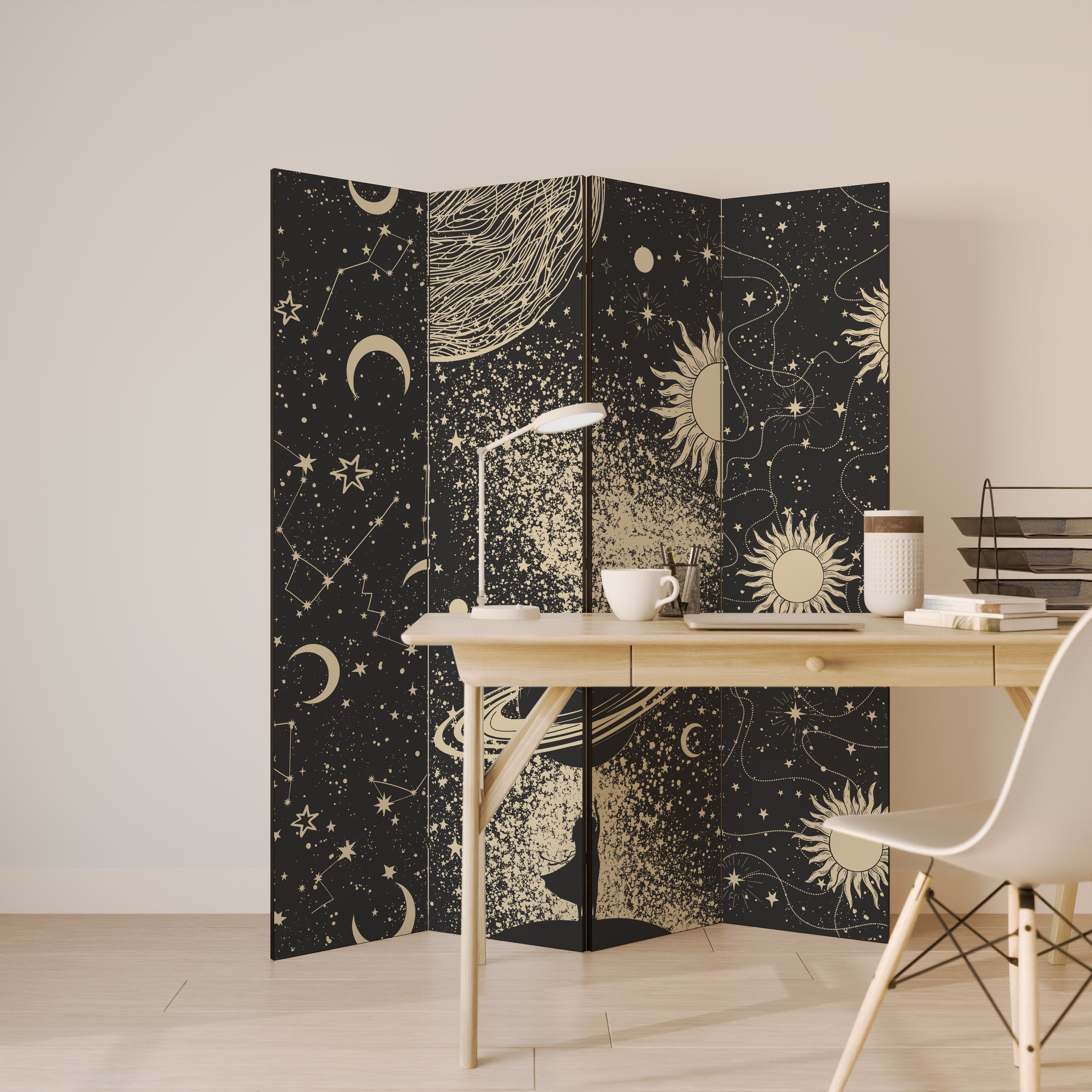 BRILLIANT UNIVERSE Decorative 4-Panel Room Divider