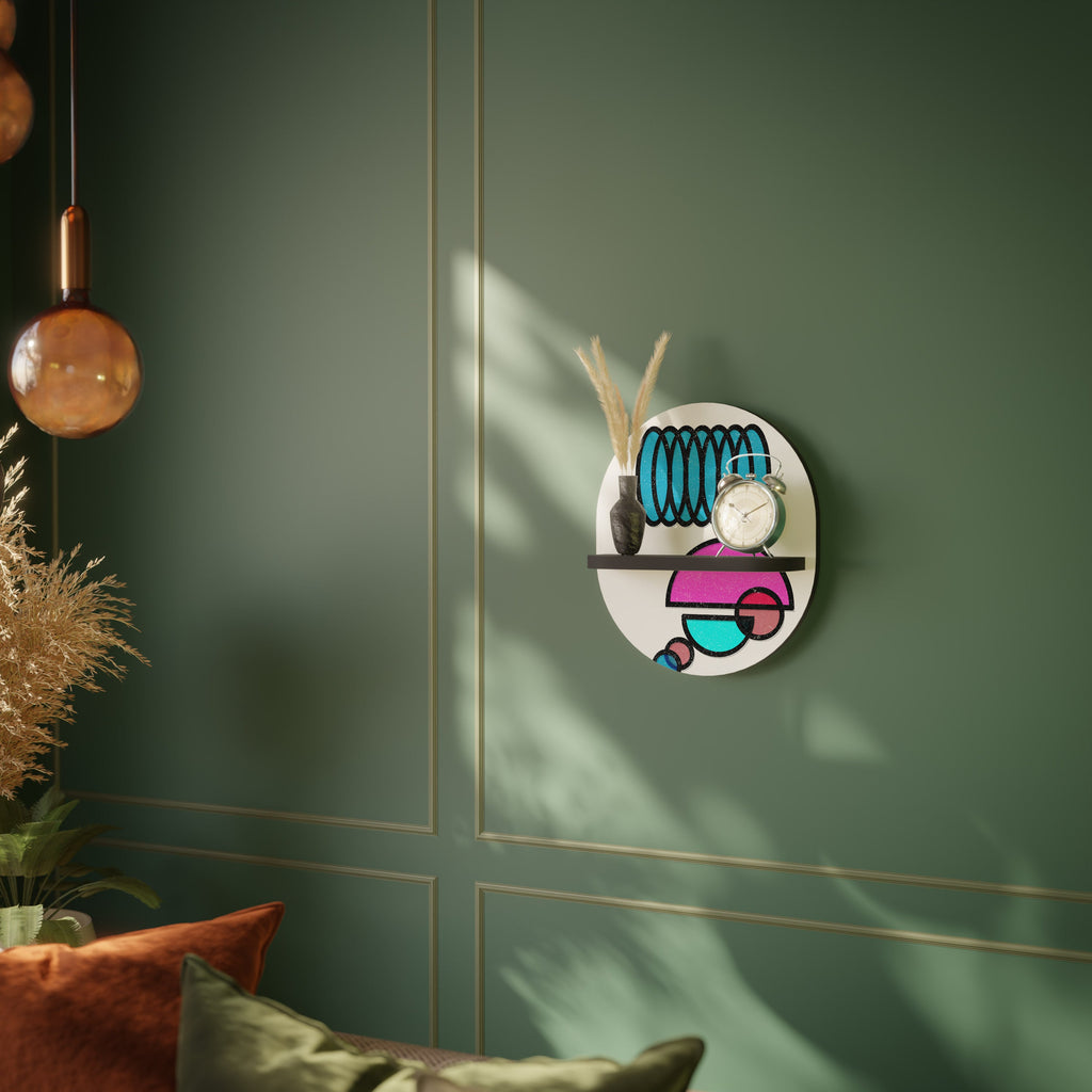 Étagère d'art ovale GEOMETRIC RHAPSODY en finition noire