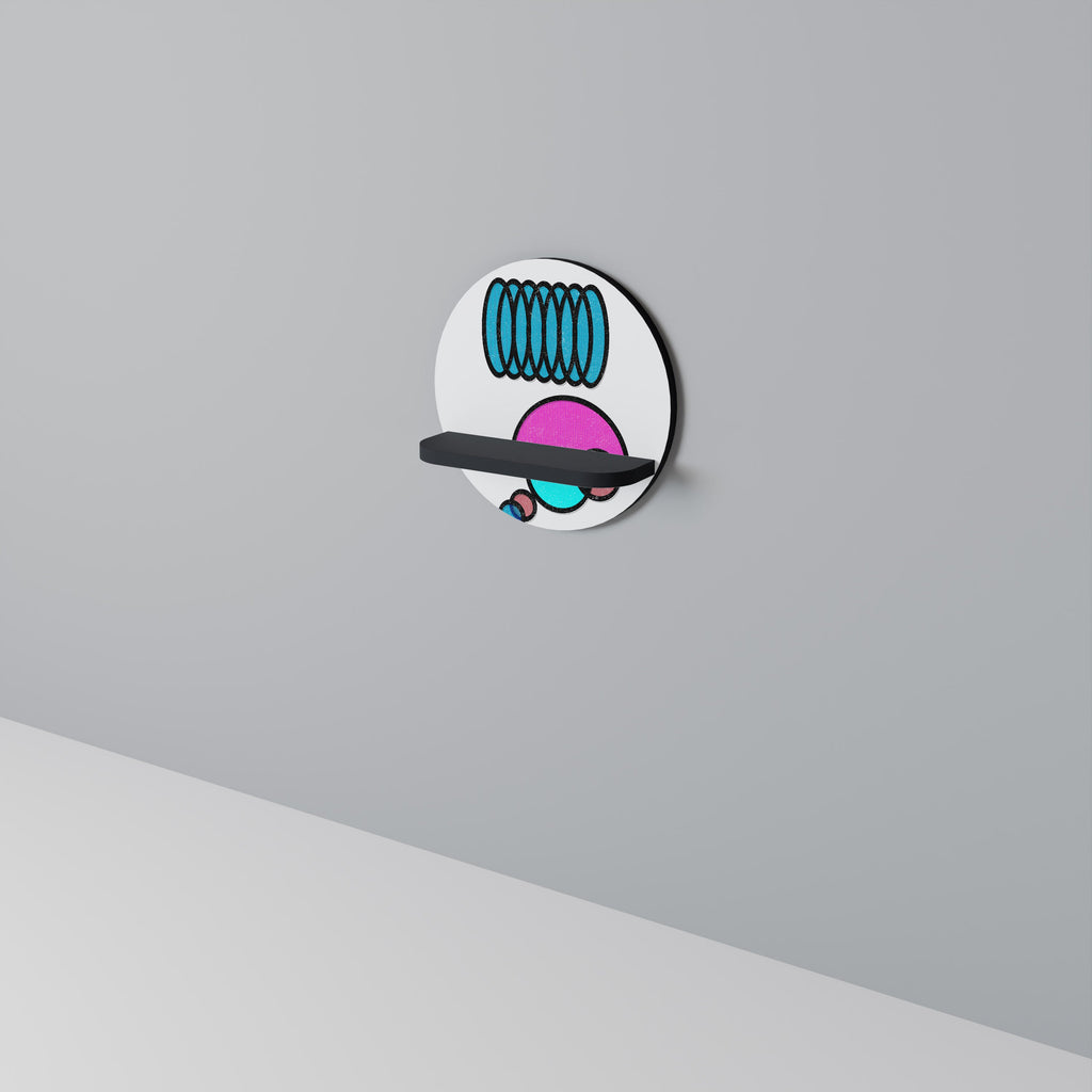 GEOMETRIC RHAPSODY Round Art Shelf In Black Finish