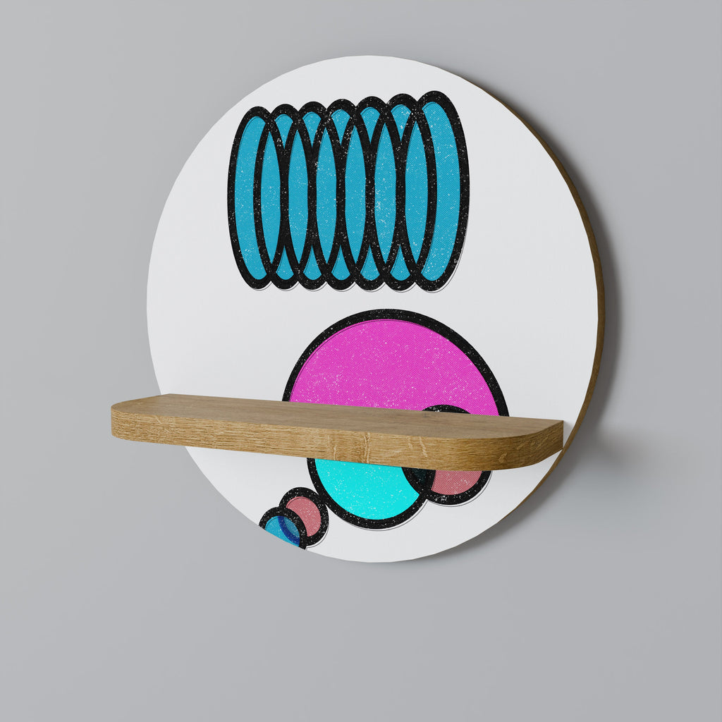 Étagère d'art ronde GEOMETRIC RHAPSODY effet chêne