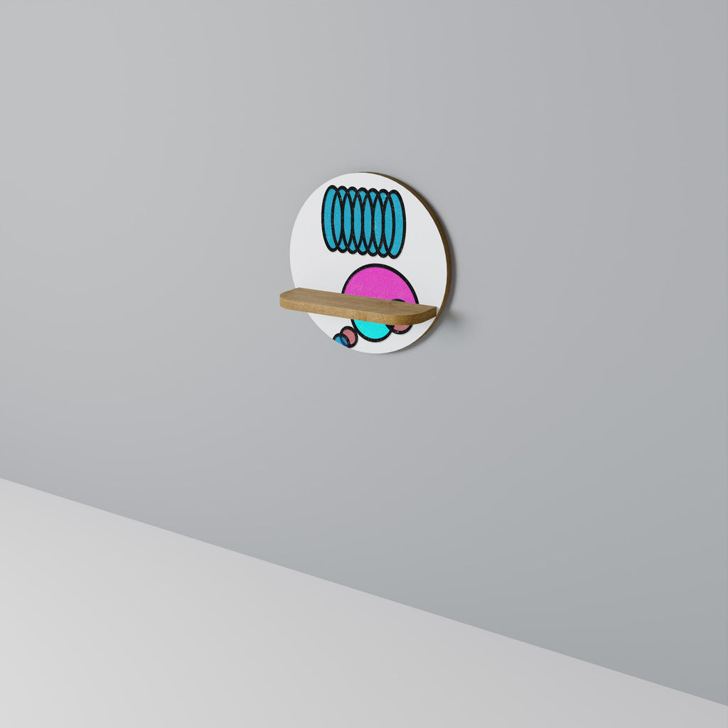 Étagère d'art ronde GEOMETRIC RHAPSODY effet chêne