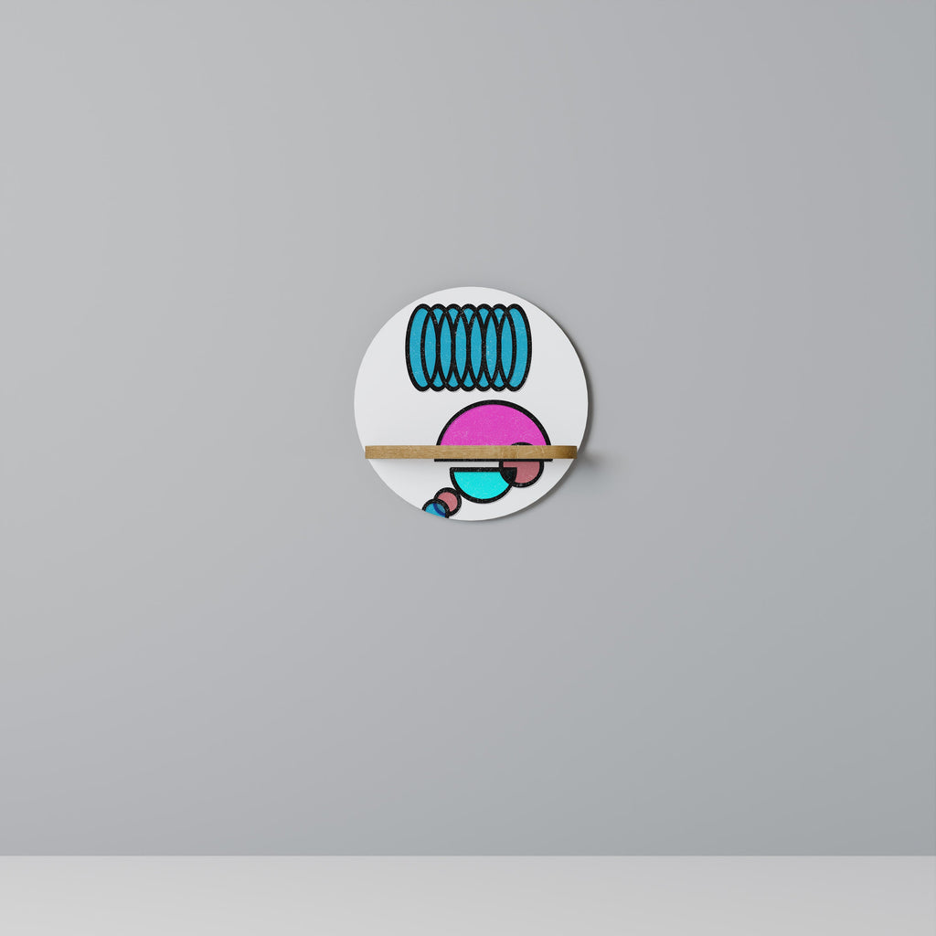 Étagère d'art ronde GEOMETRIC RHAPSODY effet chêne