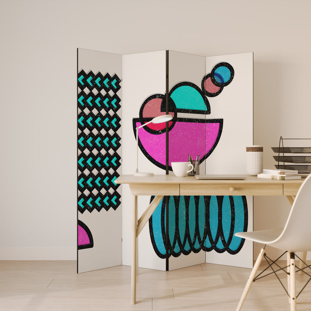 GEOMETRIC RHAPSODY Decorative 4-Panel Room Divider