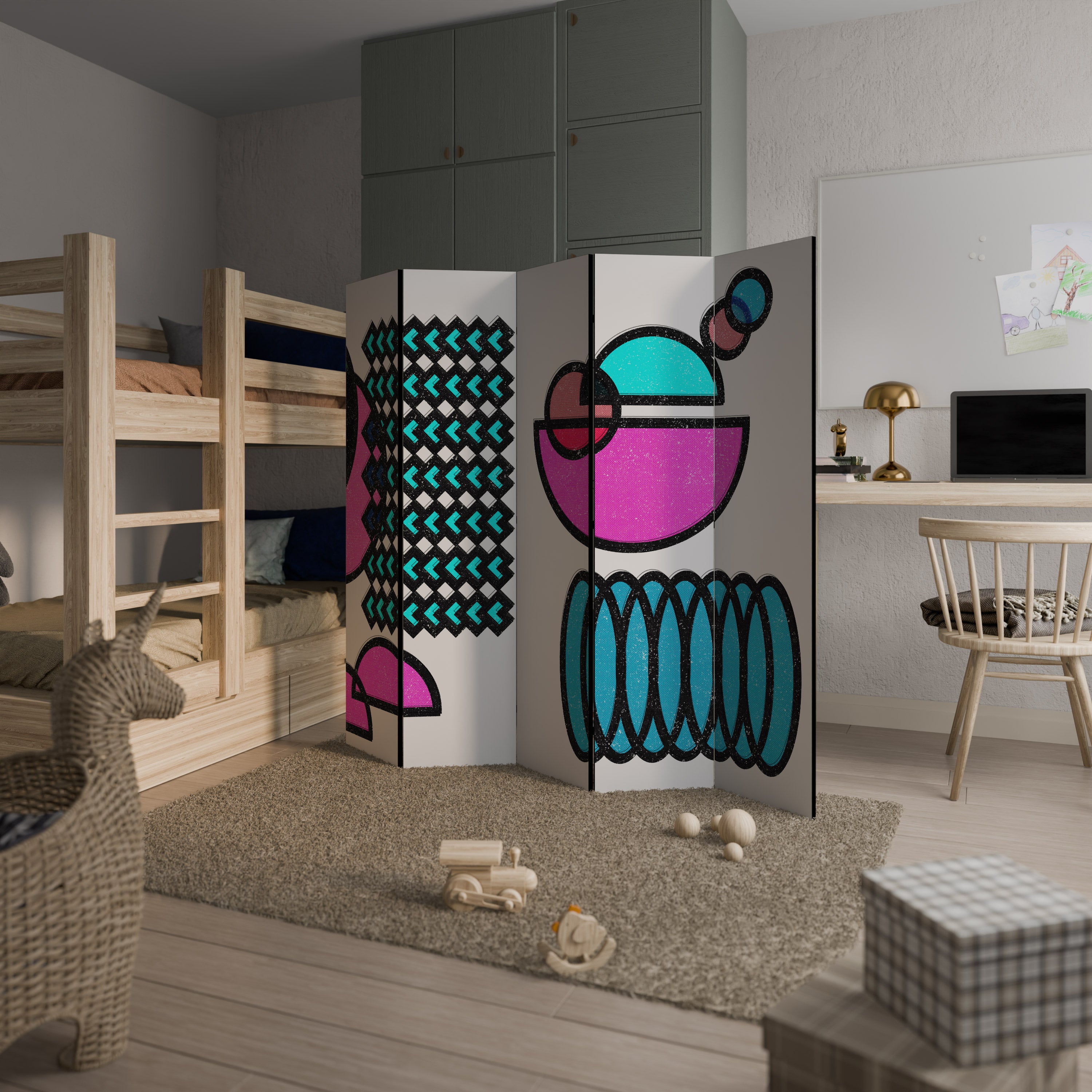 GEOMETRIC RHAPSODY 5-Panel Room Divider