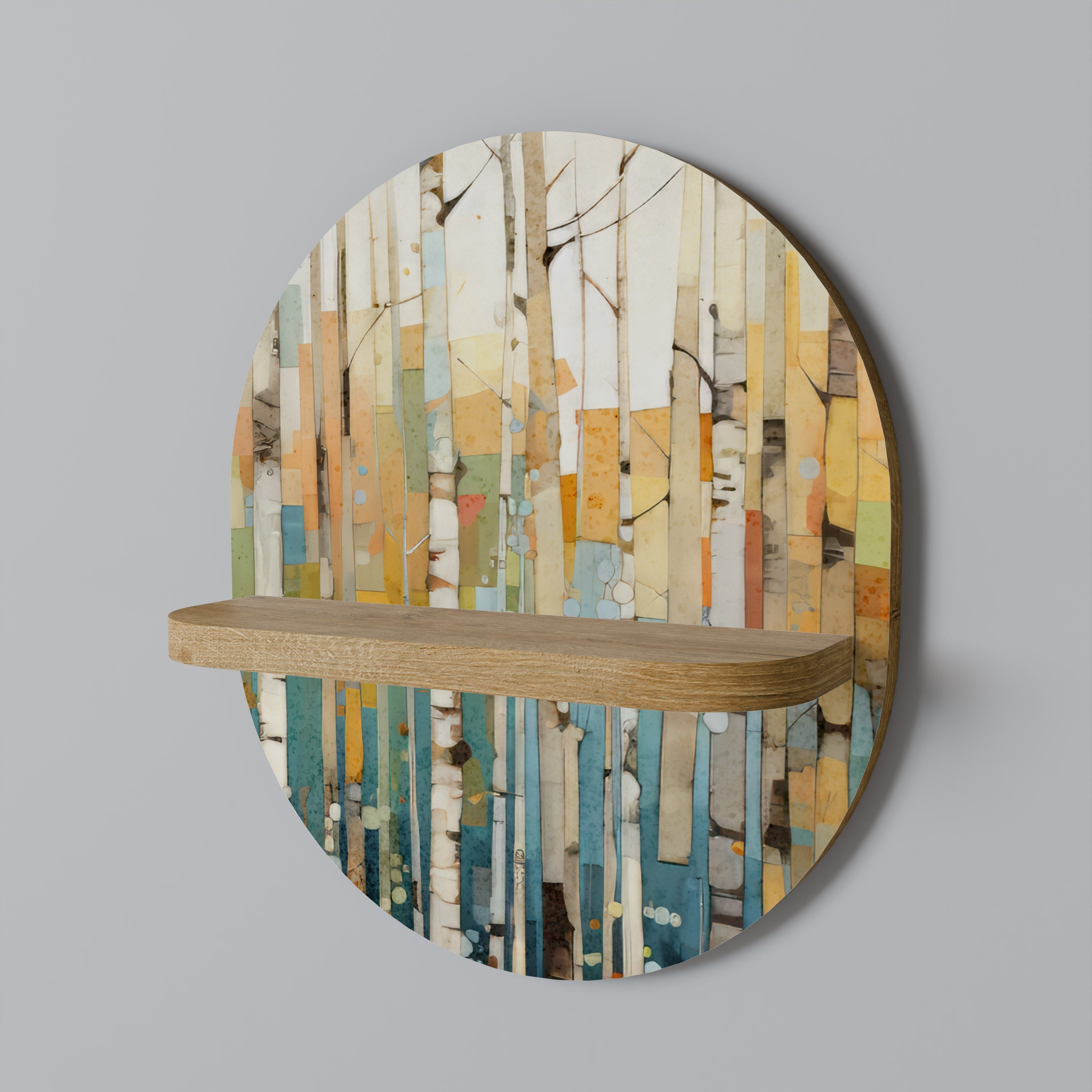 Étagère d'art ovale BIRCH KALEIDOSCOPE effet chêne