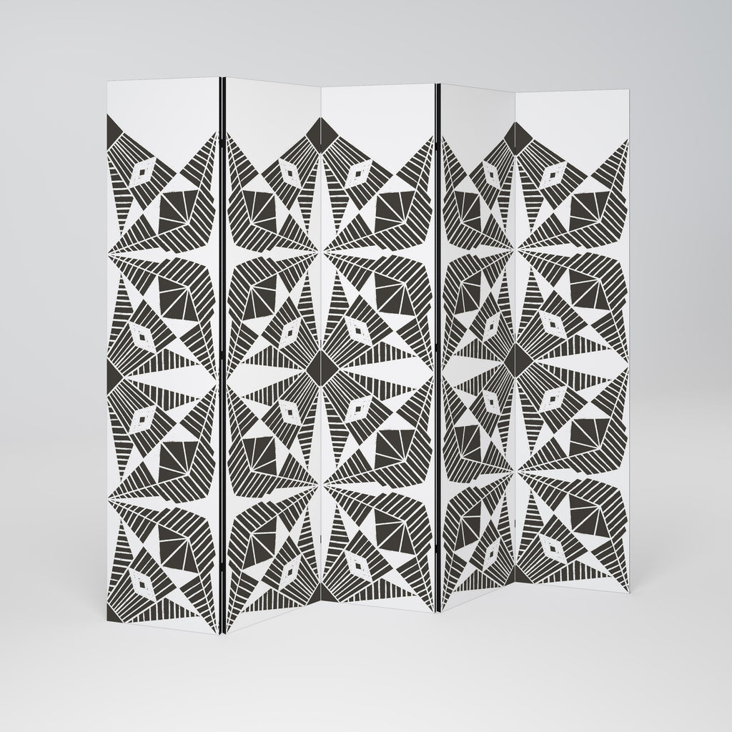MONOCHROME NEXUS Decorative 5-Panel Room Divider