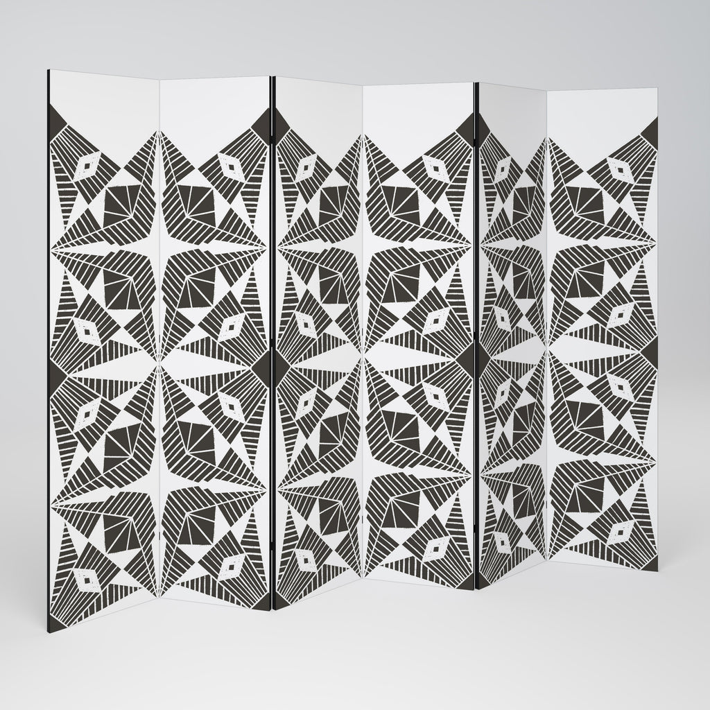 MONOCHROME NEXUS Decorative 6-Panel Room Divider