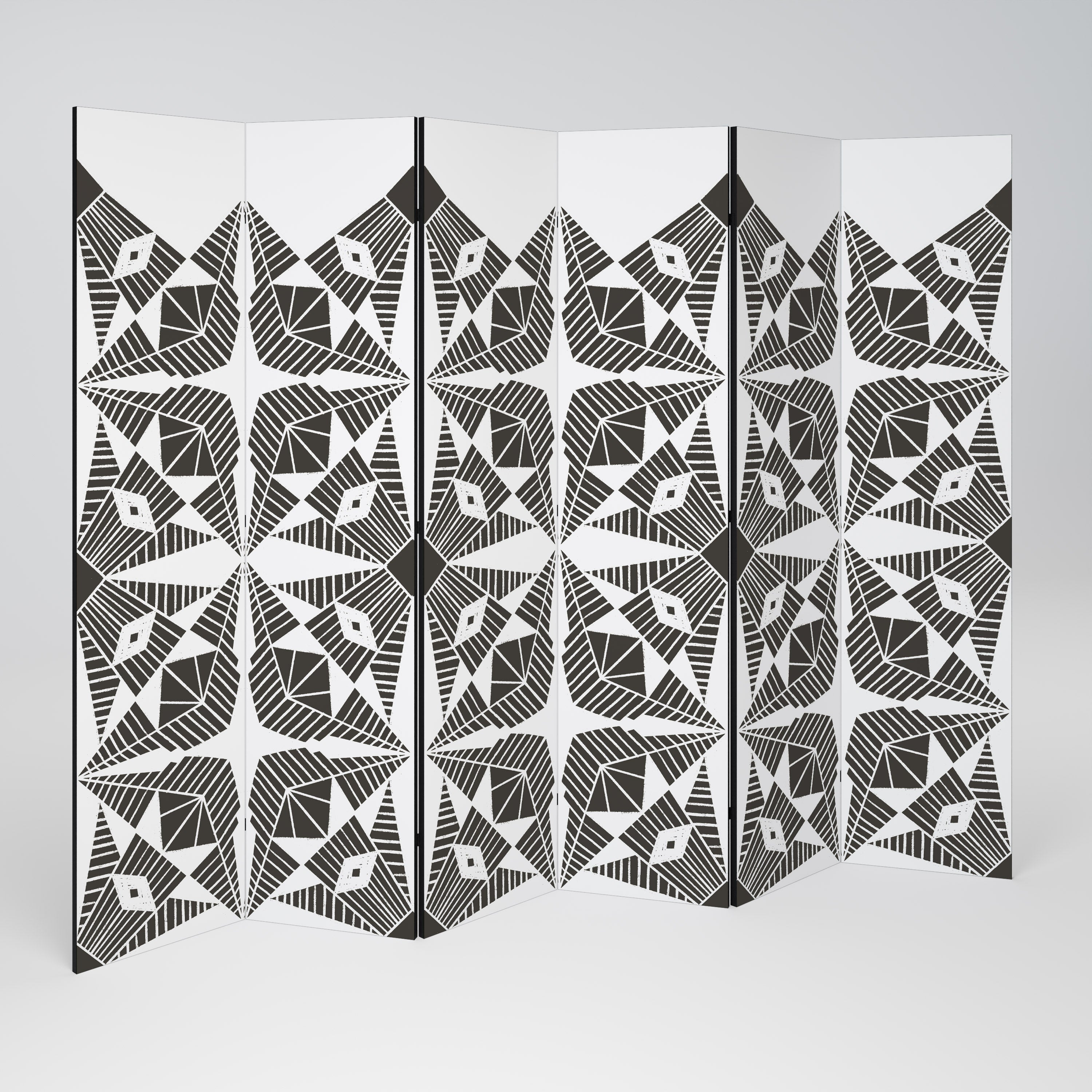 MONOCHROME NEXUS Decorative 6-Panel Room Divider