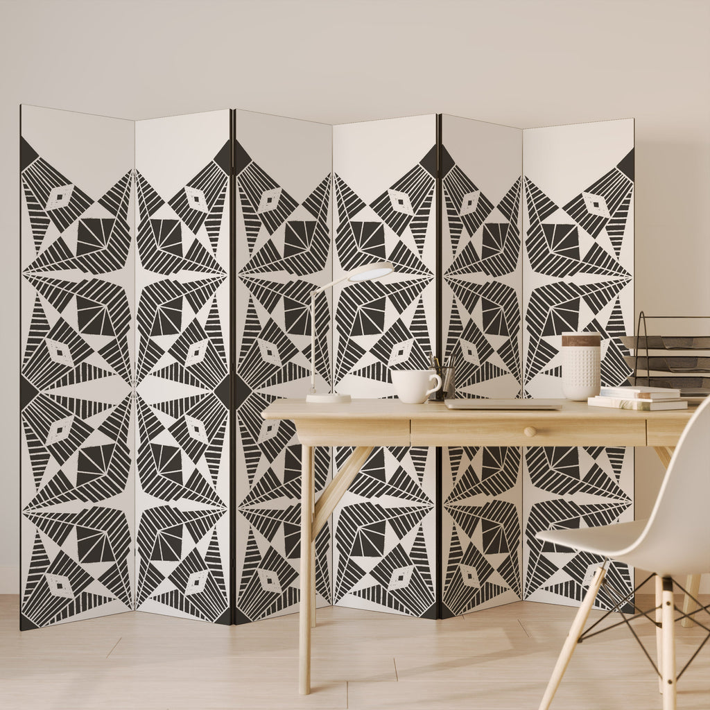 MONOCHROME NEXUS Decorative 6-Panel Room Divider