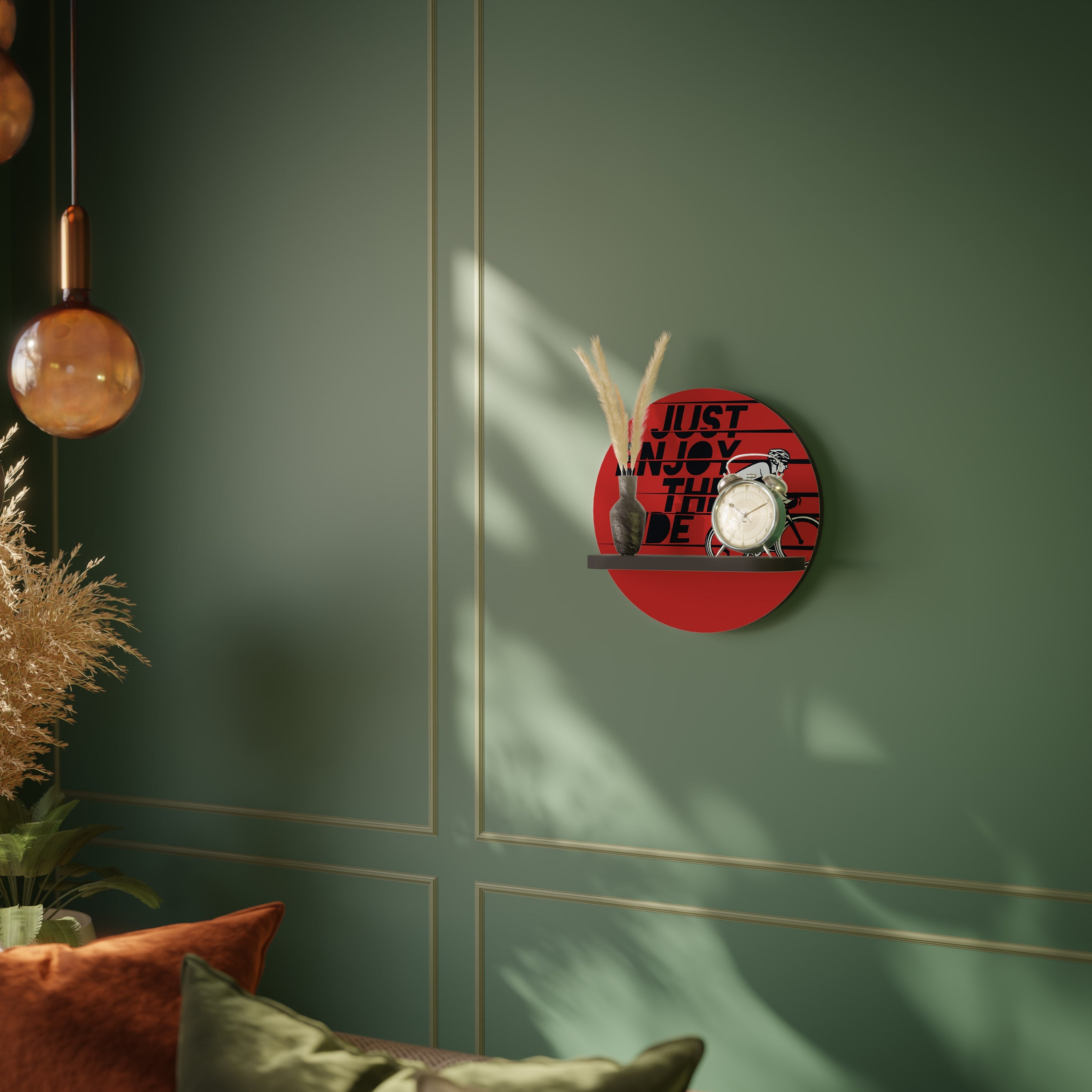 PROFITEZ DU VOYAGE Étagère d'art ronde en finition noire