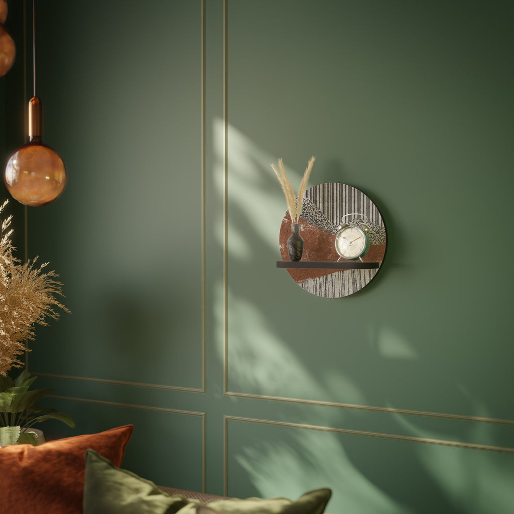 Étagère ronde à rayures en finition noire