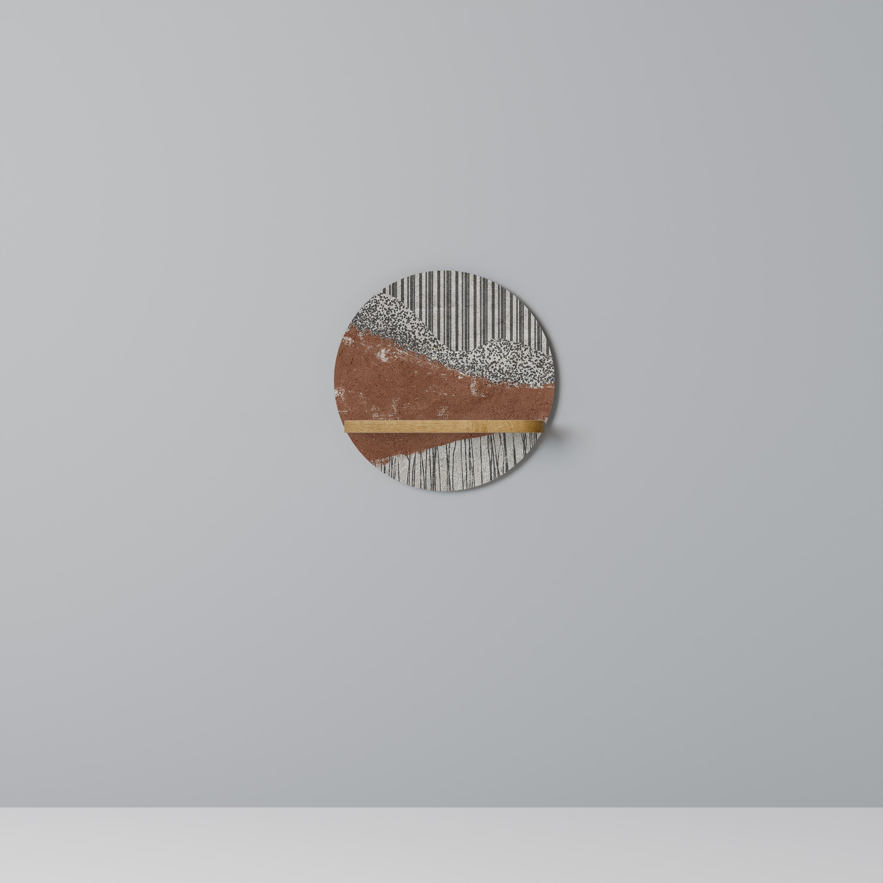 Étagère ronde effet chêne STRIPED TERRAIN