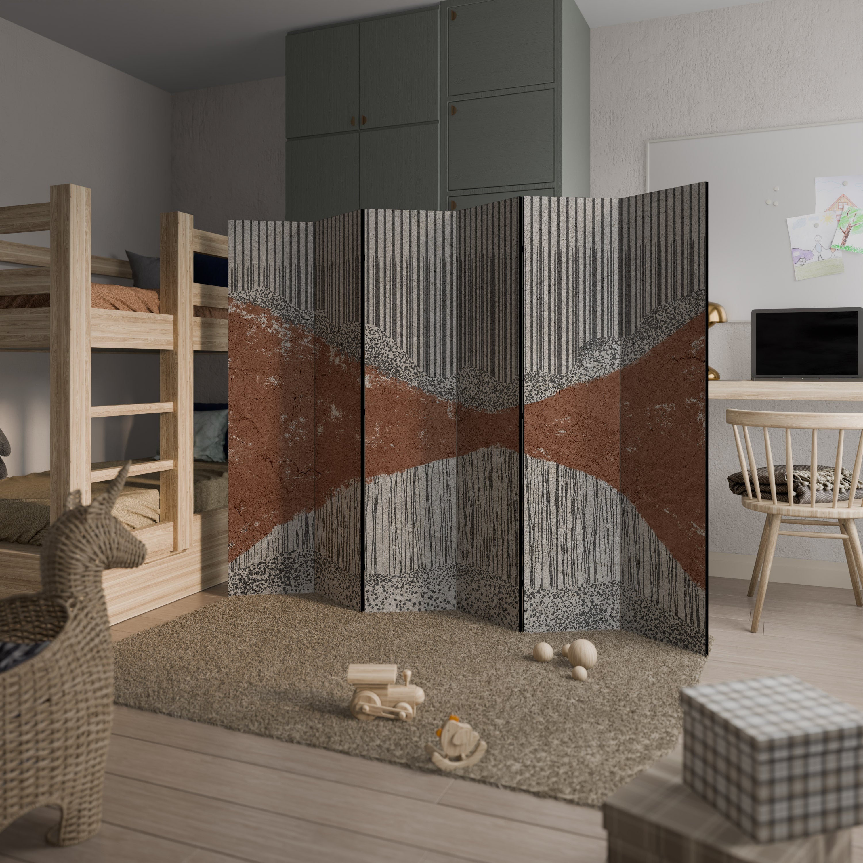 STRIPED TERRAIN Decorative 6-Panel Room Divider