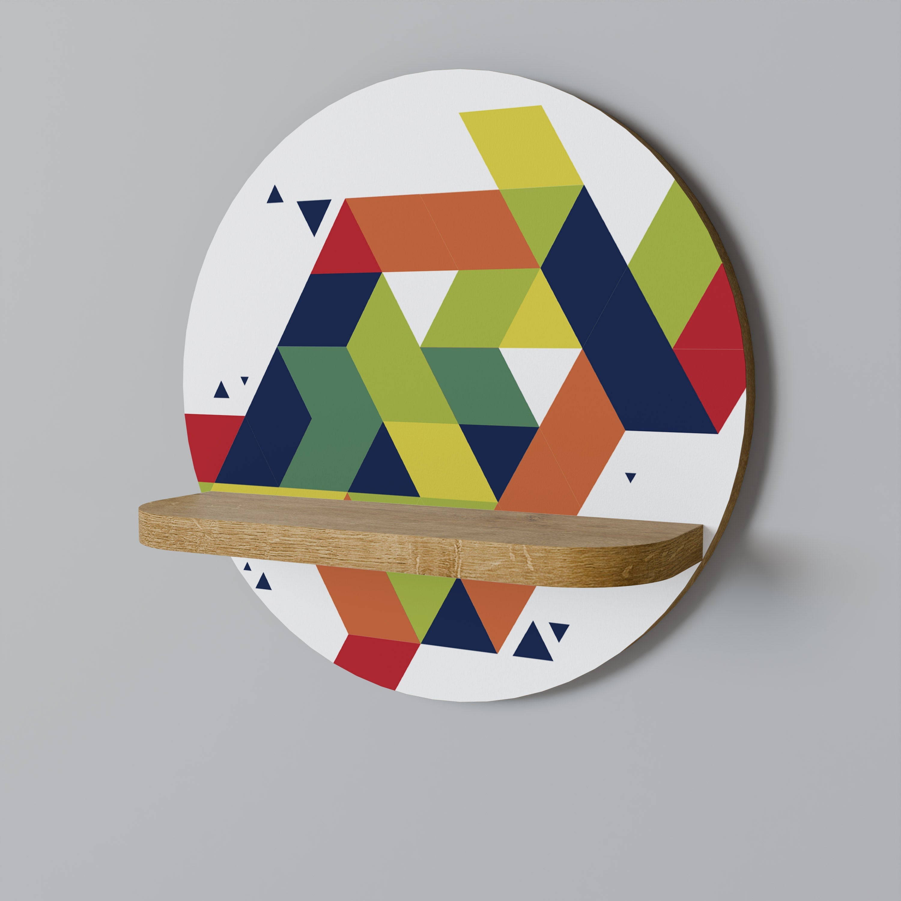 Étagère d'art ronde FUTURE SIGN effet chêne