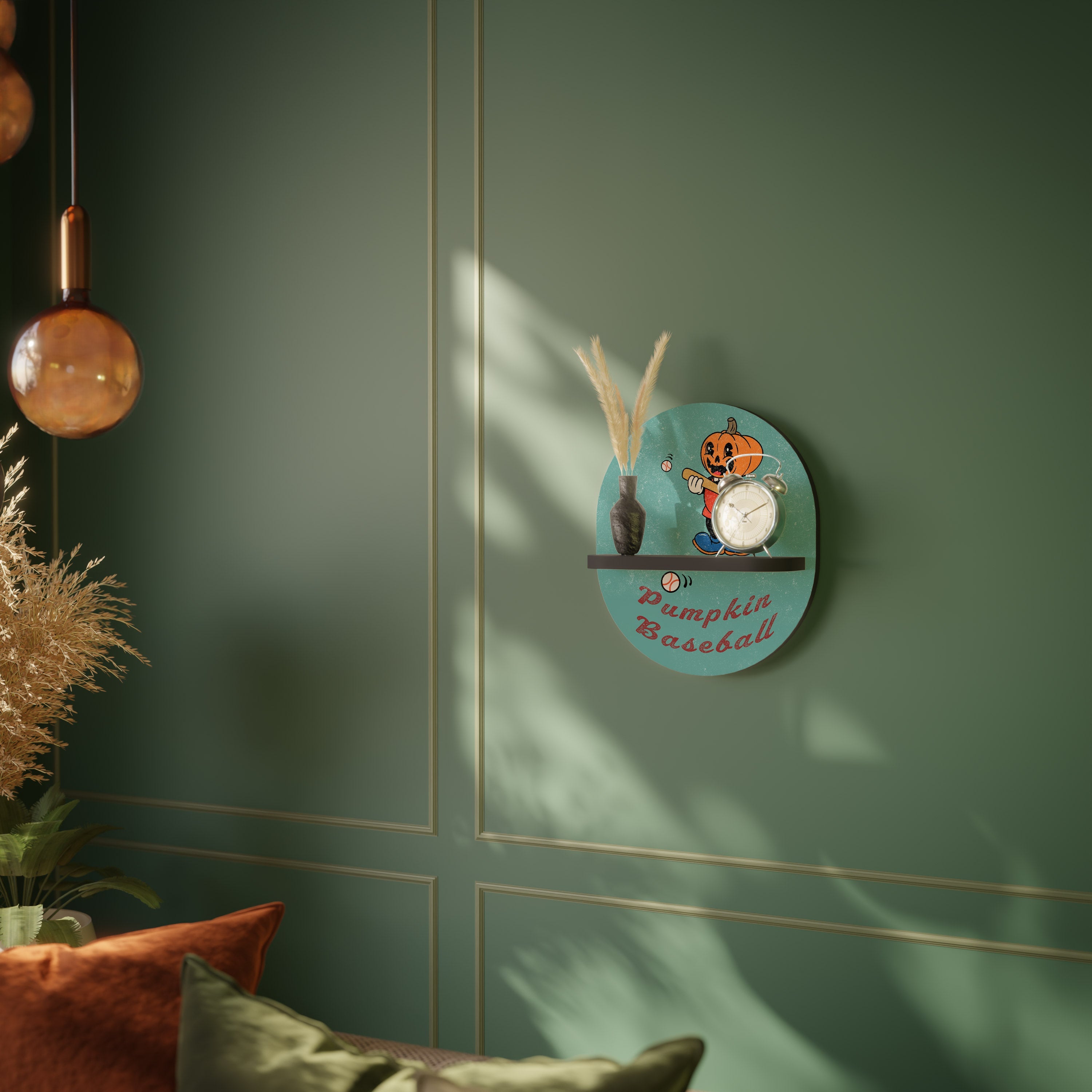 Étagère ovale en forme de citrouille et de baseball, finition noire