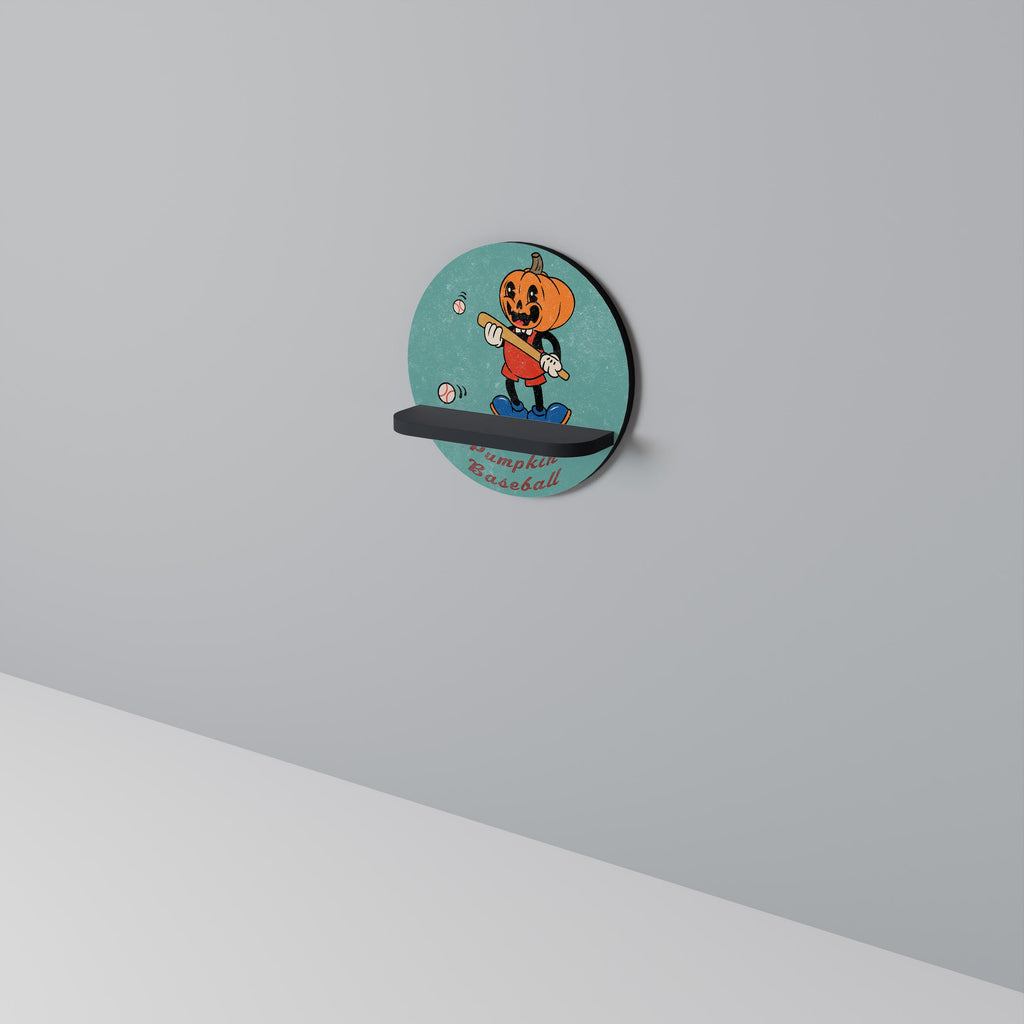 Étagère ronde en forme de citrouille et de baseball, finition noire