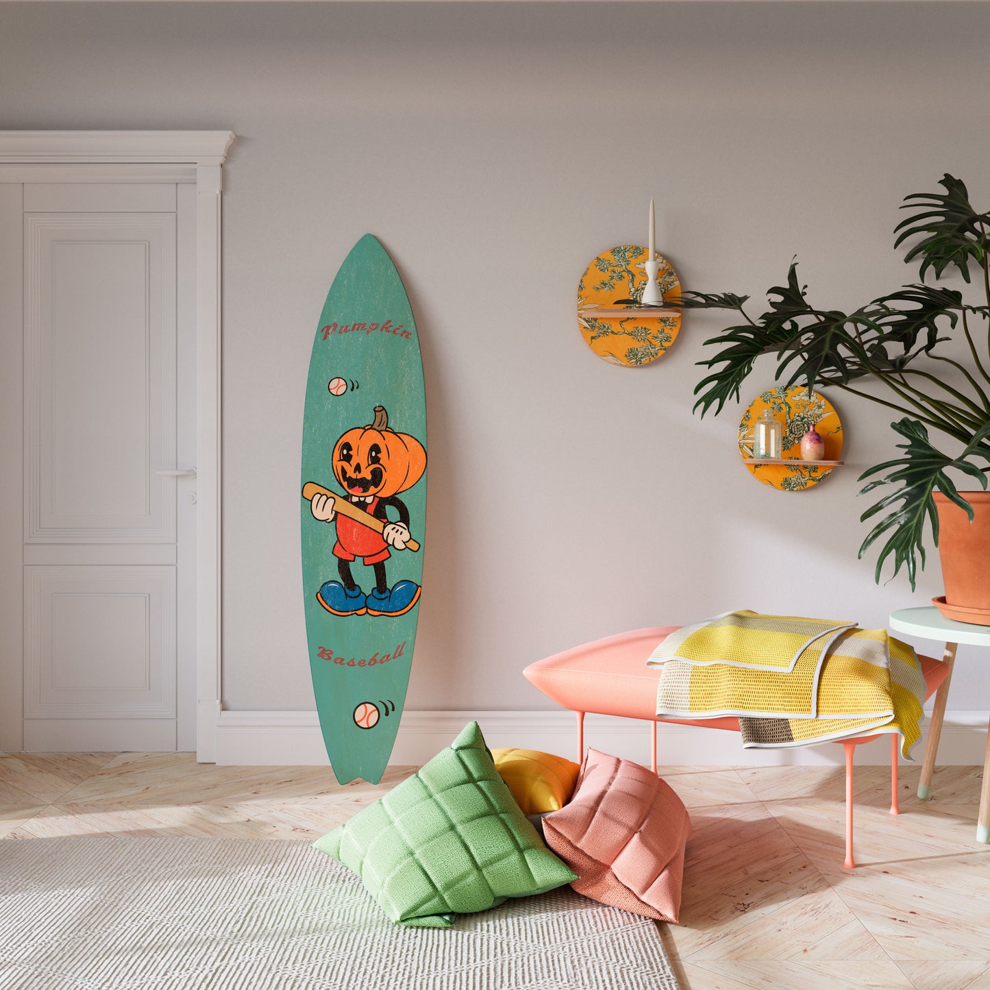 PUMPKIN BASEBALL Surfboard Decorative Panel