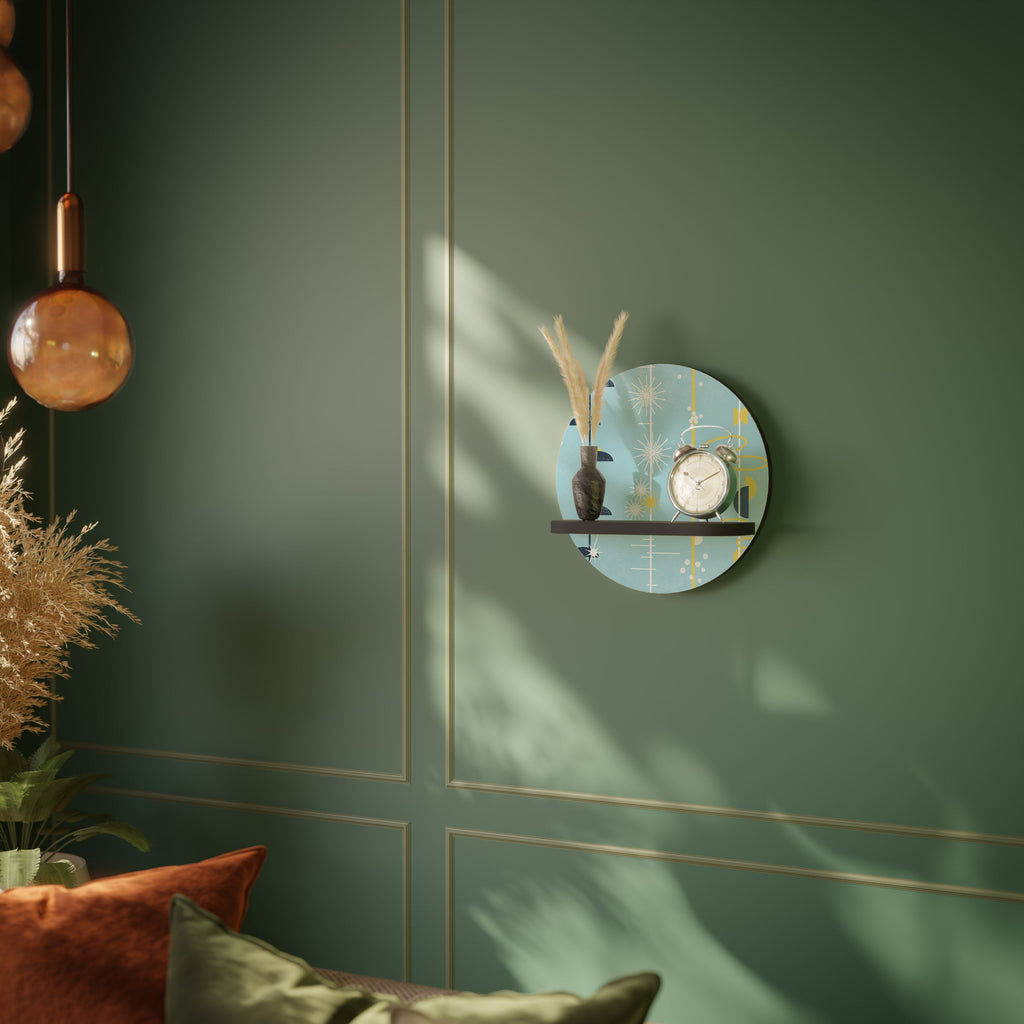 PATHS TO HAPPINESS Round Art Shelf In Black Finish