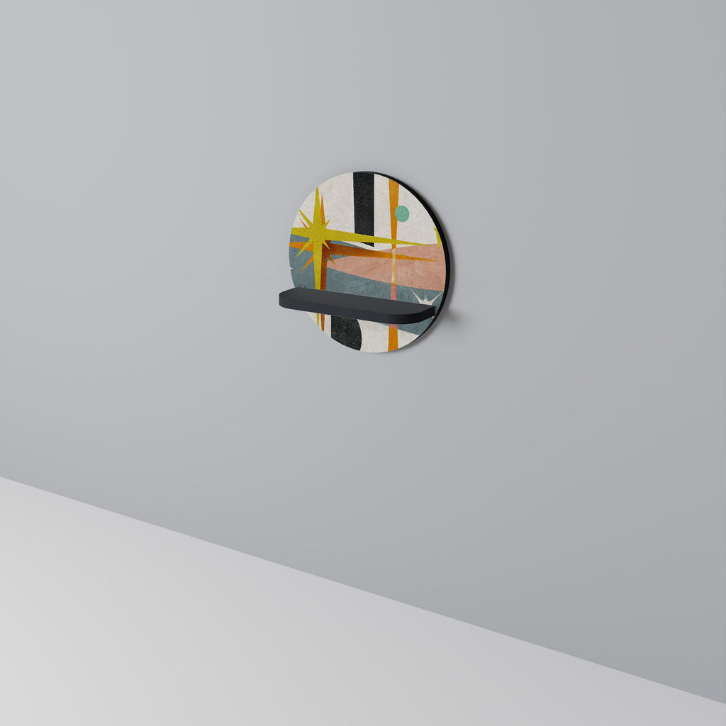 INTERSTELLAR VIBES Round Art Shelf In Black Finish