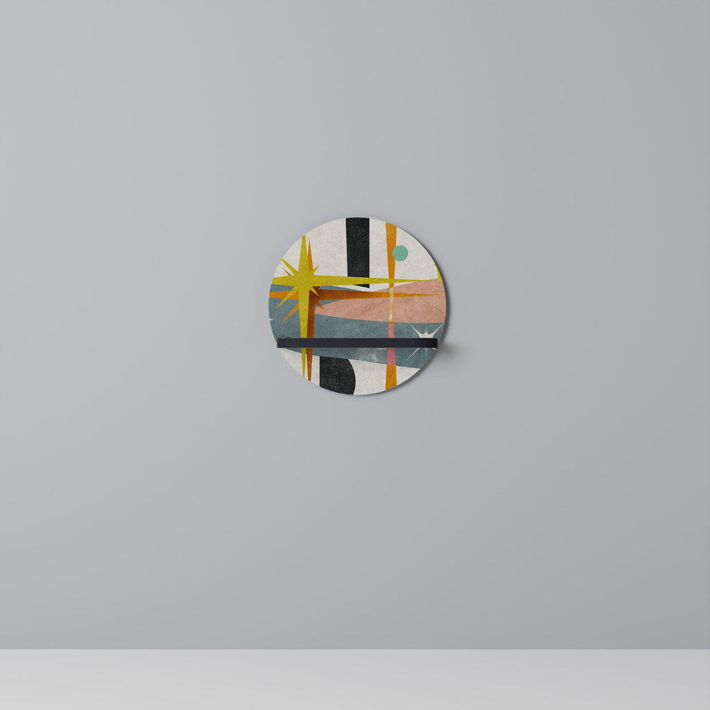 INTERSTELLAR VIBES Round Art Shelf In Black Finish