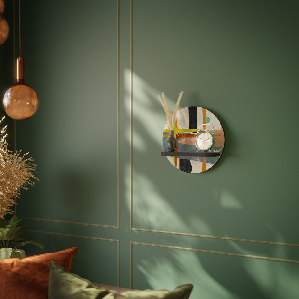 INTERSTELLAR VIBES Round Art Shelf In Black Finish