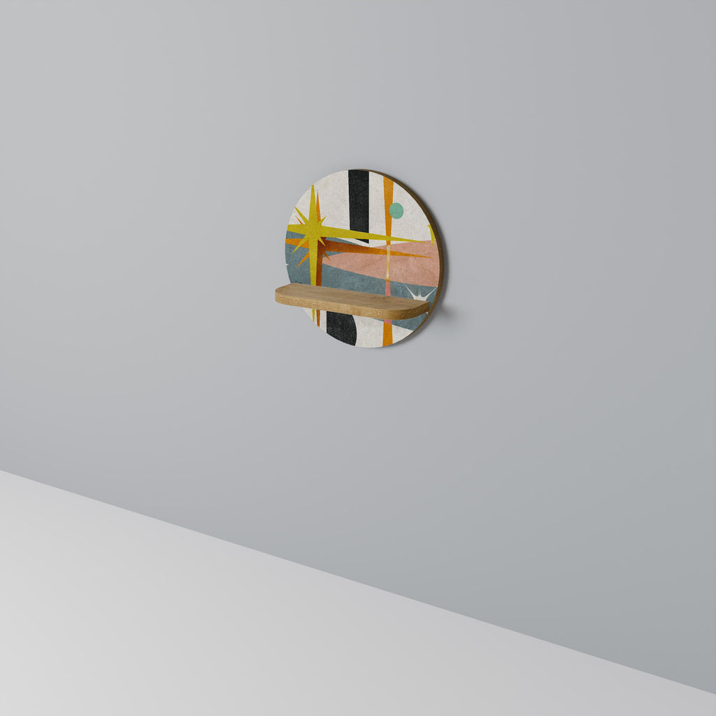 Étagère ronde INTERSTELLAR VIBES effet chêne