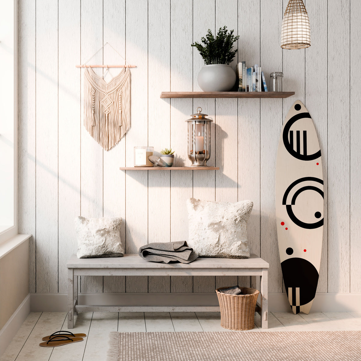 BLACK AND WHITE COMBINATION Surfboard Decorative Panel