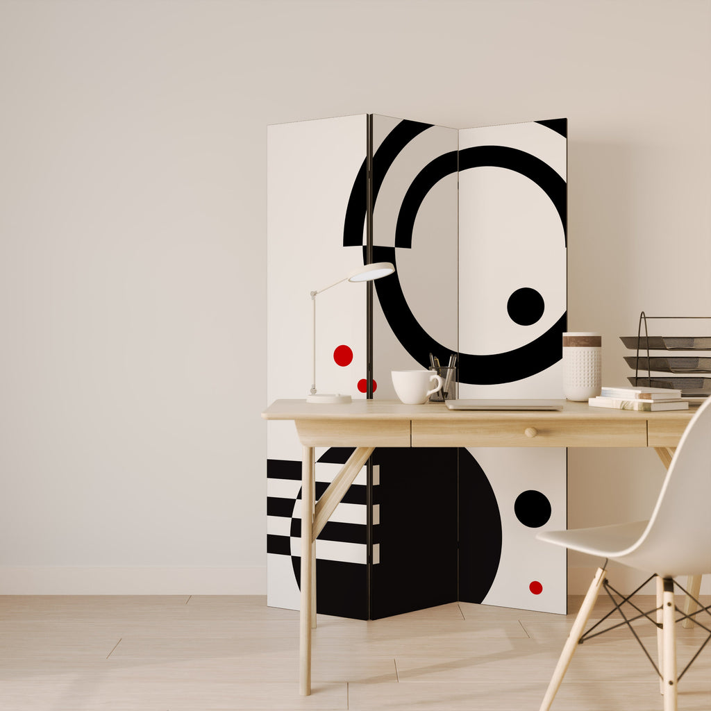 Paravent décoratif à 3 panneaux, combinaison noir et blanc