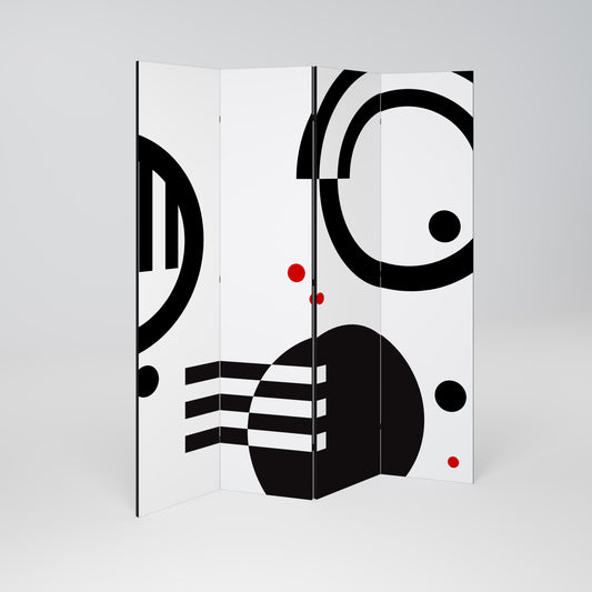 BLACK AND WHITE COMBINATION 4-Panel Room Divider