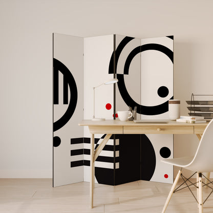 BLACK AND WHITE COMBINATION 4-Panel Room Divider