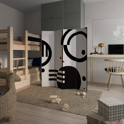 BLACK AND WHITE COMBINATION 4-Panel Room Divider