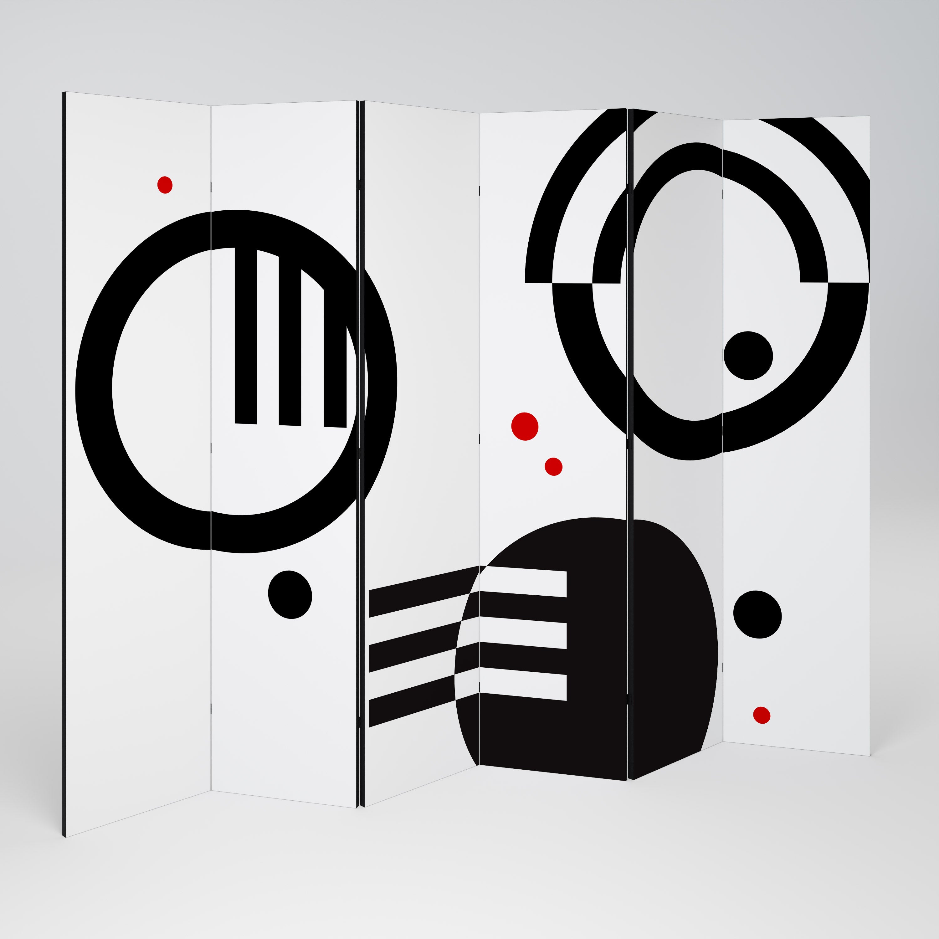 BLACK AND WHITE COMBINATION 6-Panel Room Divider