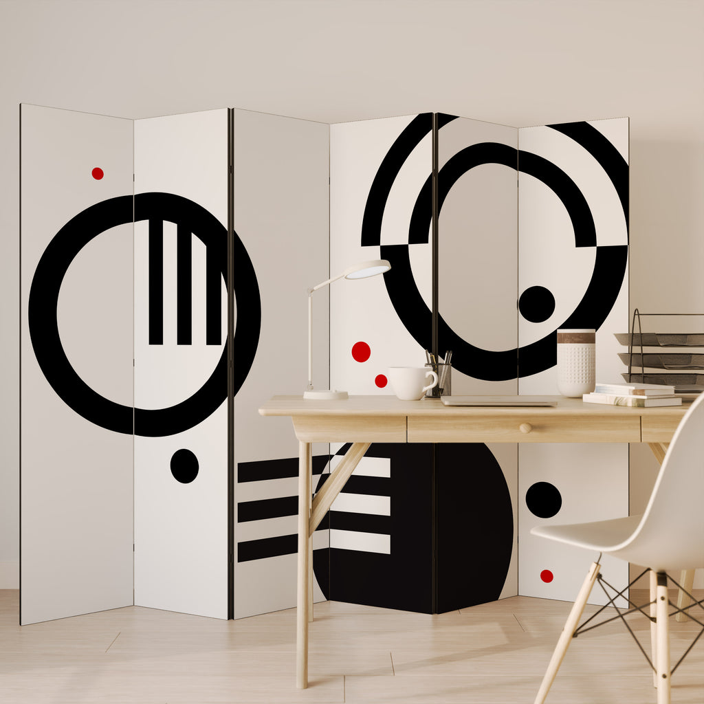 BLACK AND WHITE COMBINATION 6-Panel Room Divider