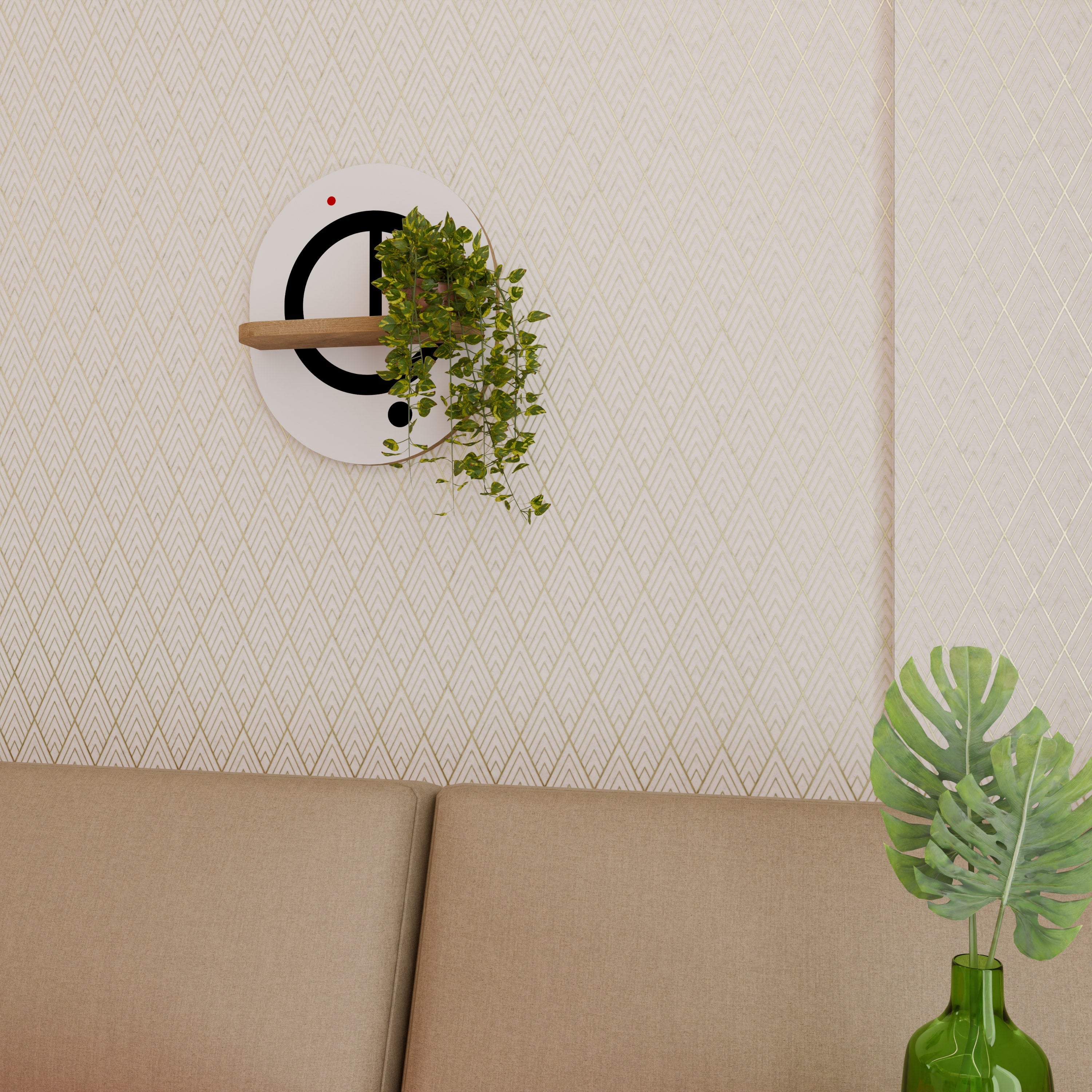Étagère ovale MINIMAL DOTS effet chêne